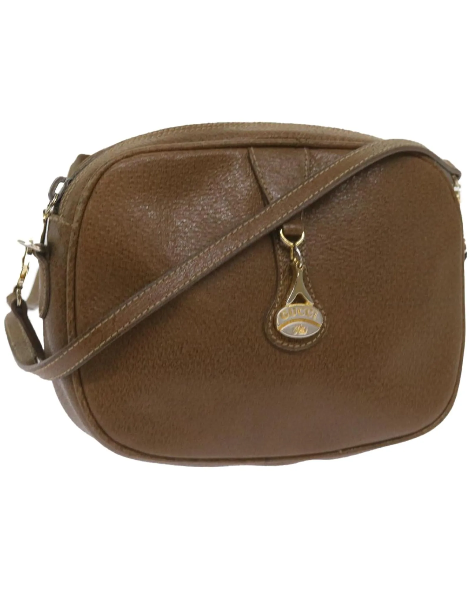 Authentic Brown Leather Shoulder Bag by Gucci