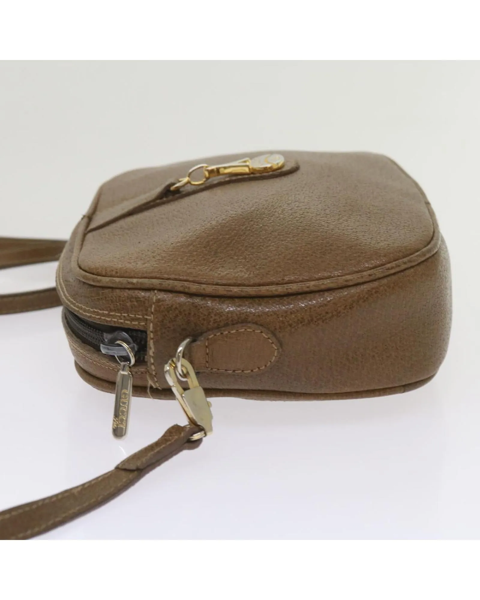 Authentic Brown Leather Shoulder Bag by Gucci