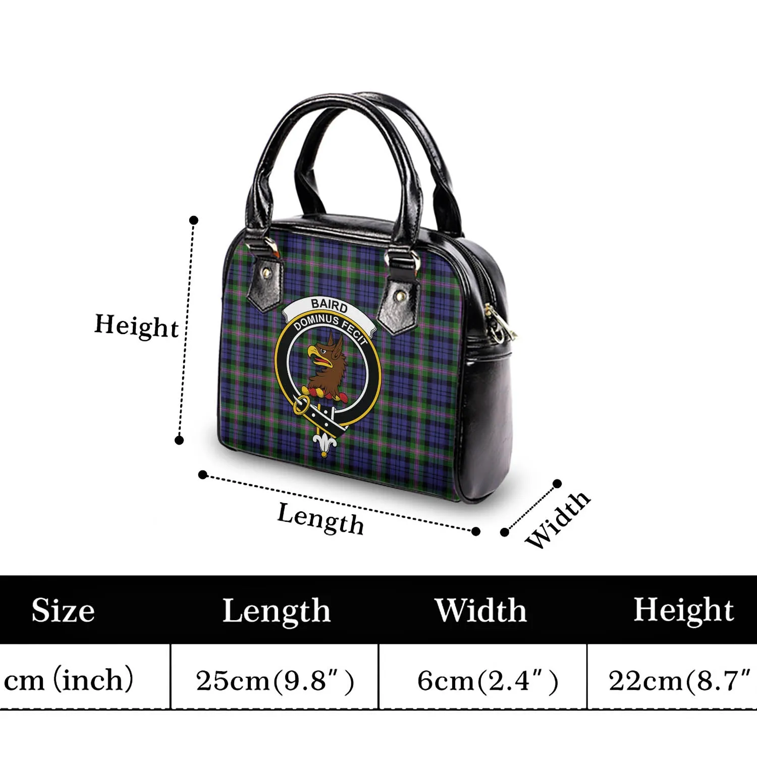 Baird Modern Tartan Shoulder Handbags with Family Crest