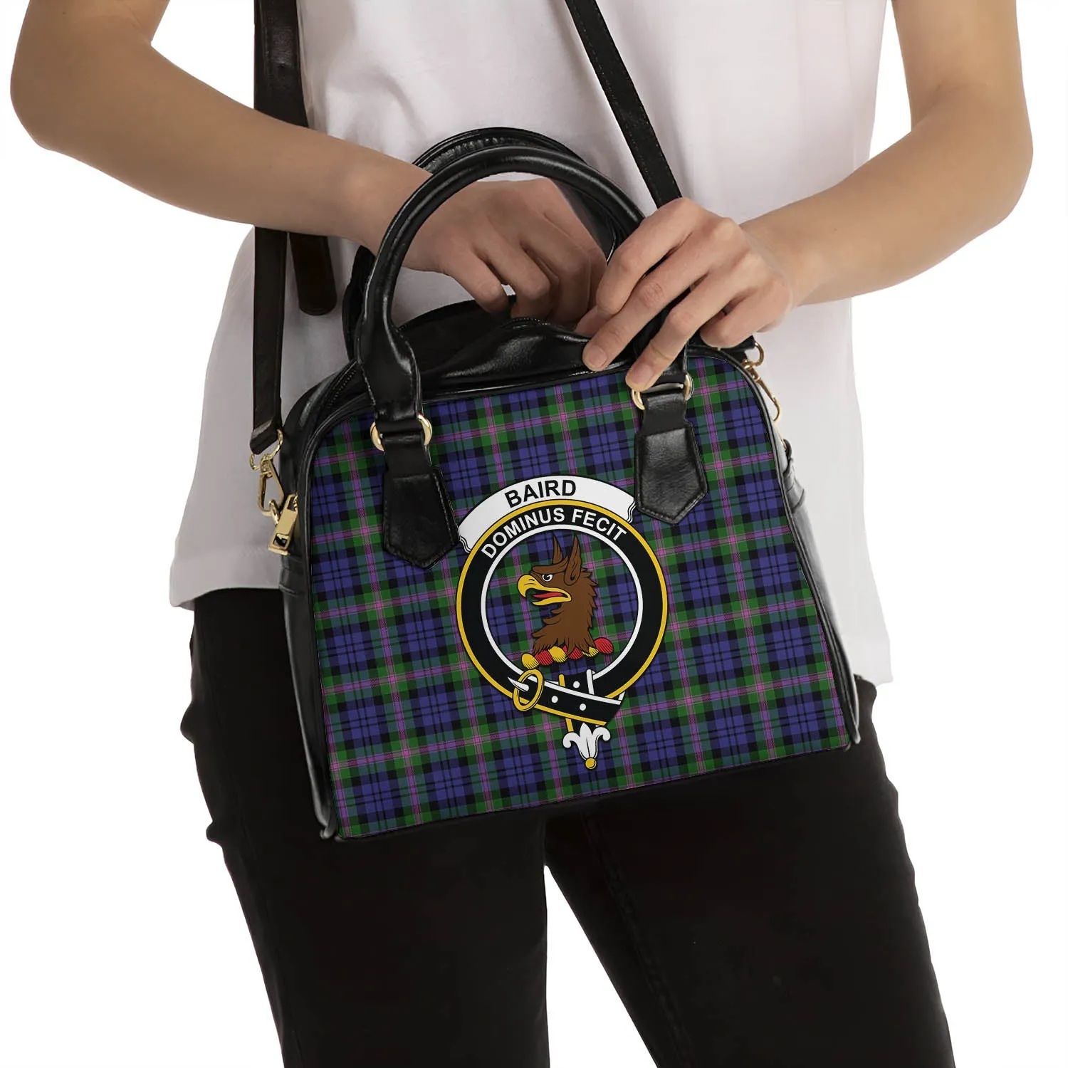 Baird Modern Tartan Shoulder Handbags with Family Crest