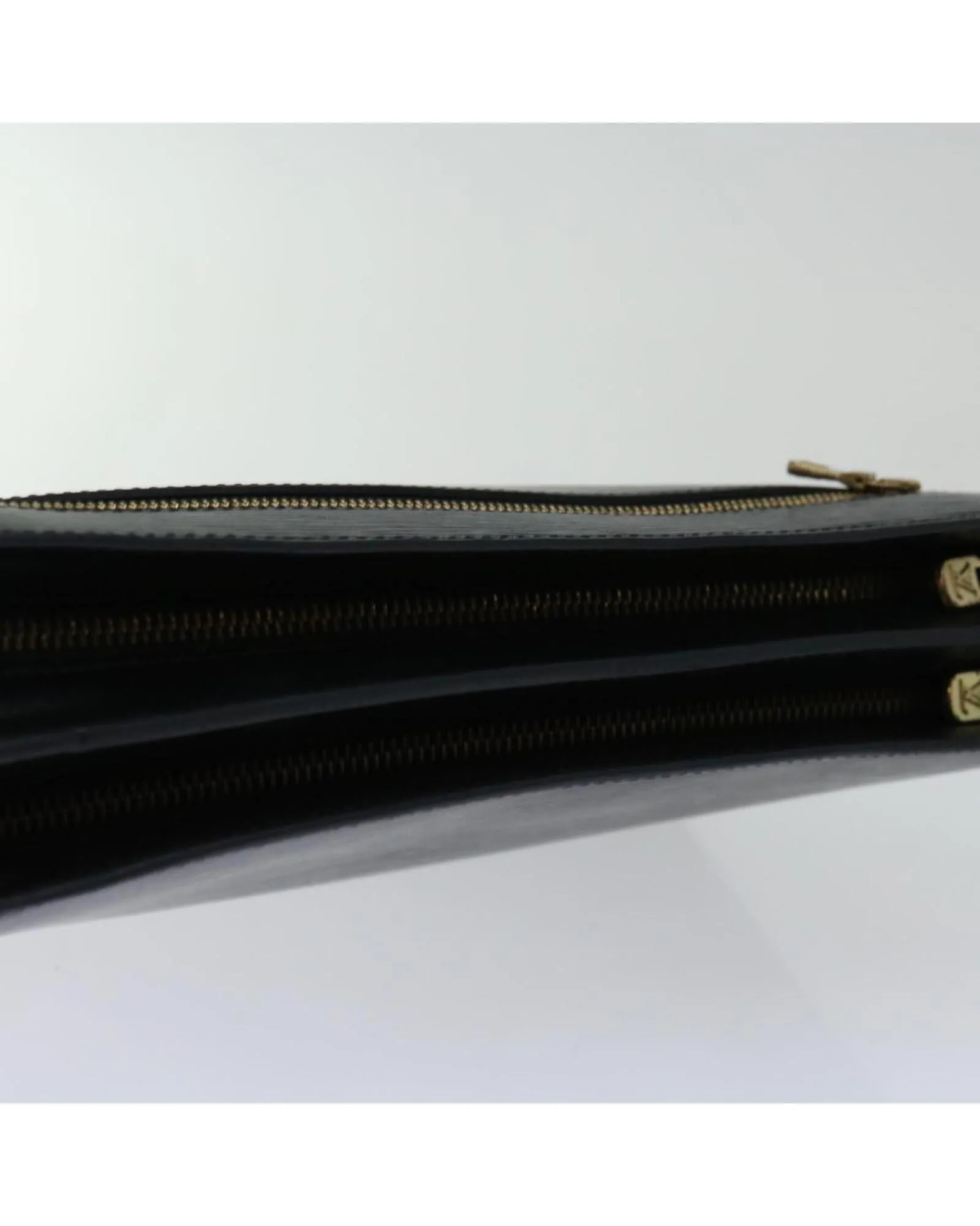 Black Epi Leather Shoulder Bag with 2-Way Style and Shoulder Strap