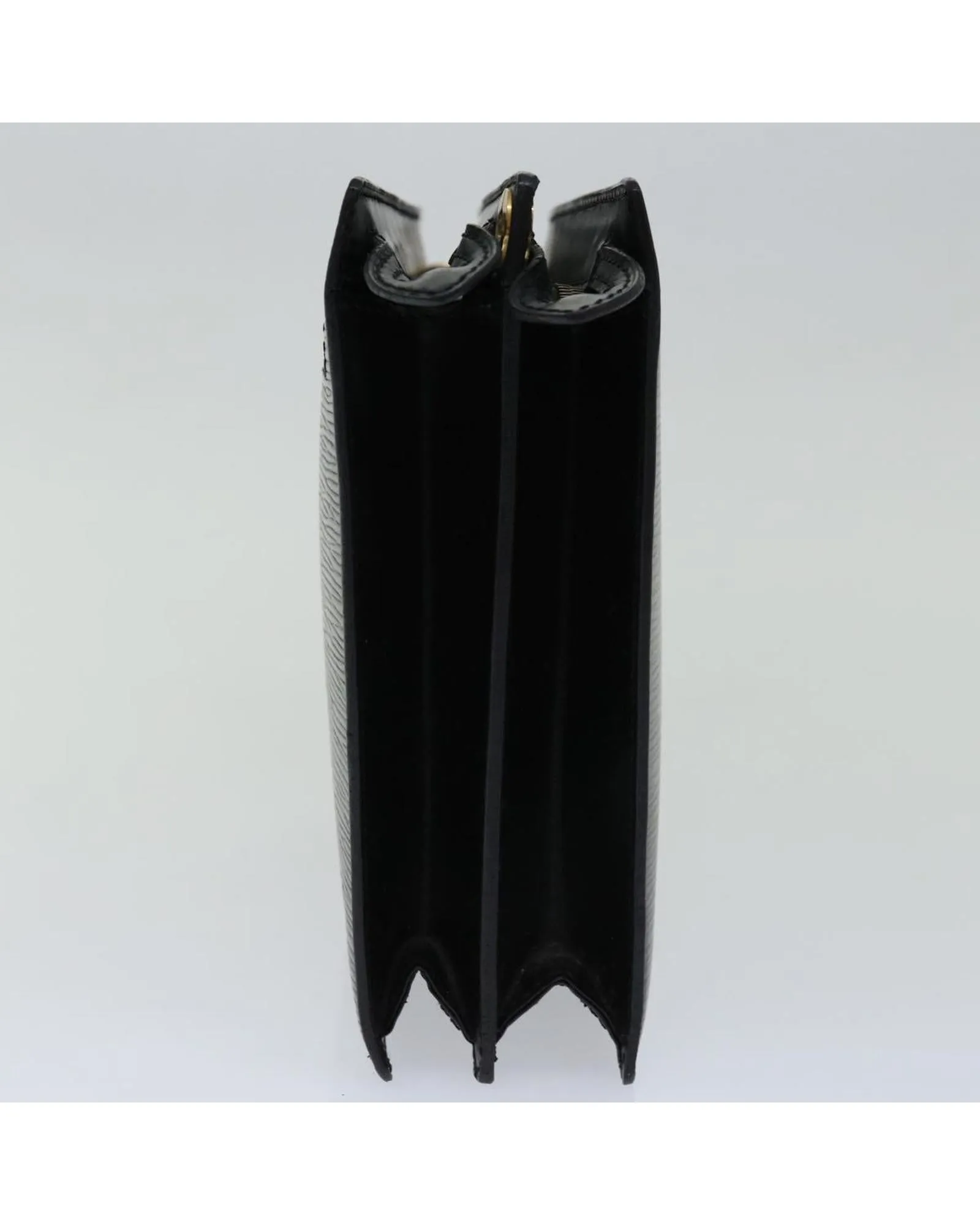 Black Epi Leather Shoulder Bag with 2-Way Style and Shoulder Strap