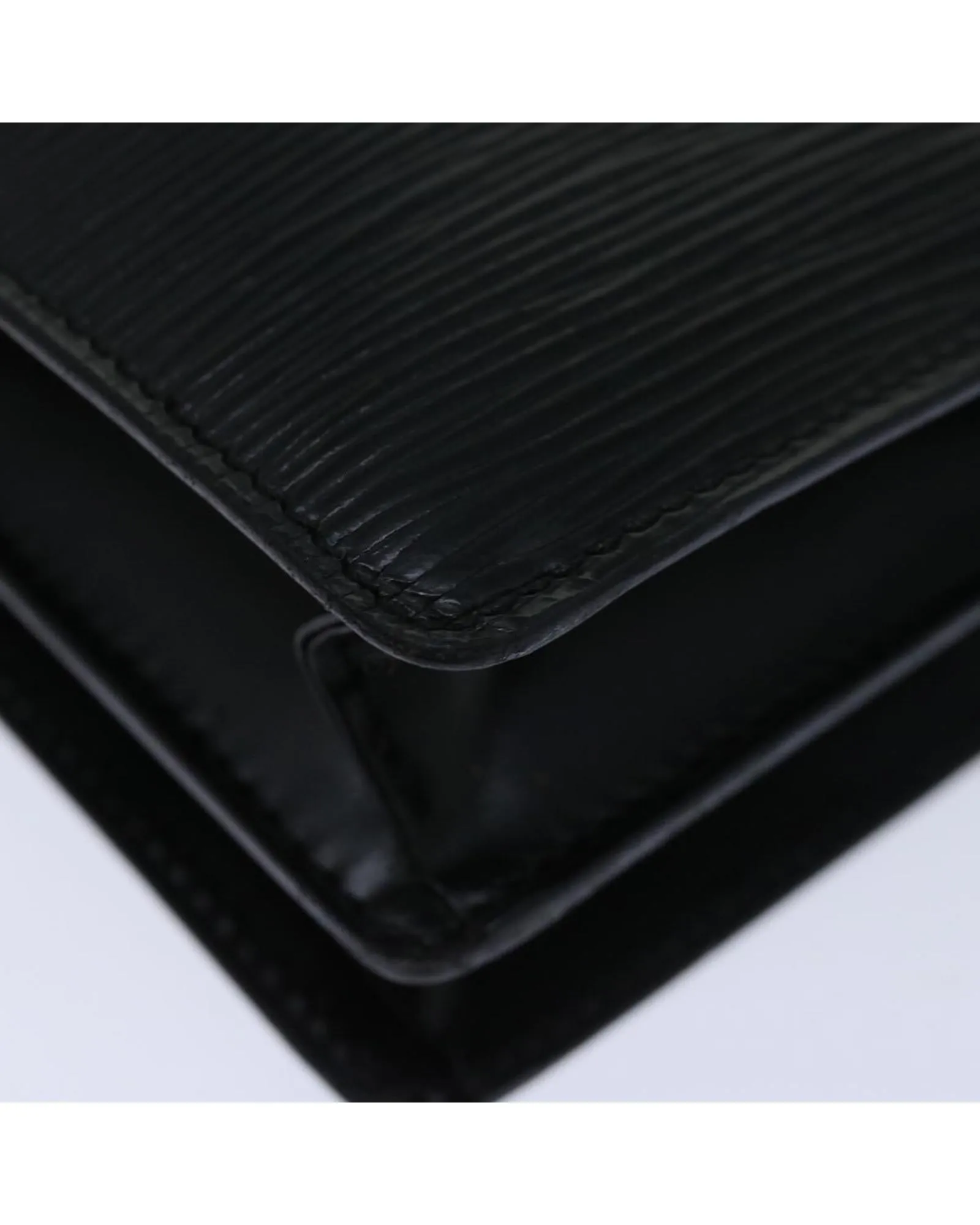 Black Epi Leather Shoulder Bag with 2-Way Style and Shoulder Strap