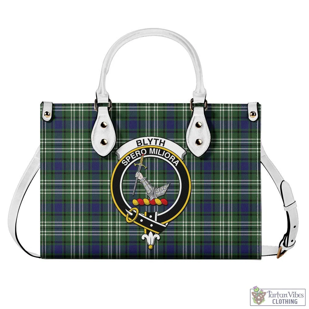 Blyth Tartan Luxury Leather Handbags with Family Crest