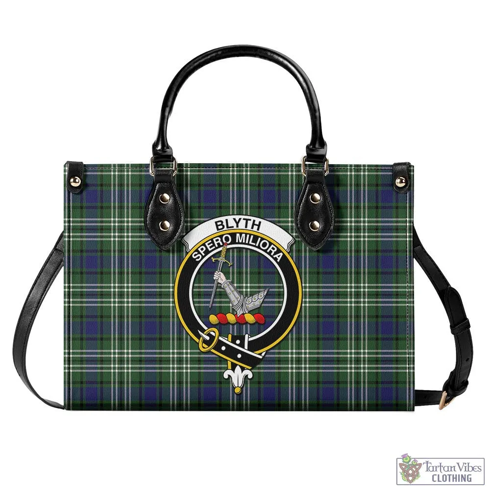 Blyth Tartan Luxury Leather Handbags with Family Crest