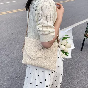Bohemian Braided Straw Flat Crossbody Bags