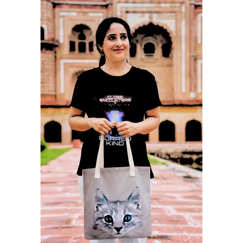 Brown Kitten Canvas Tote Bag