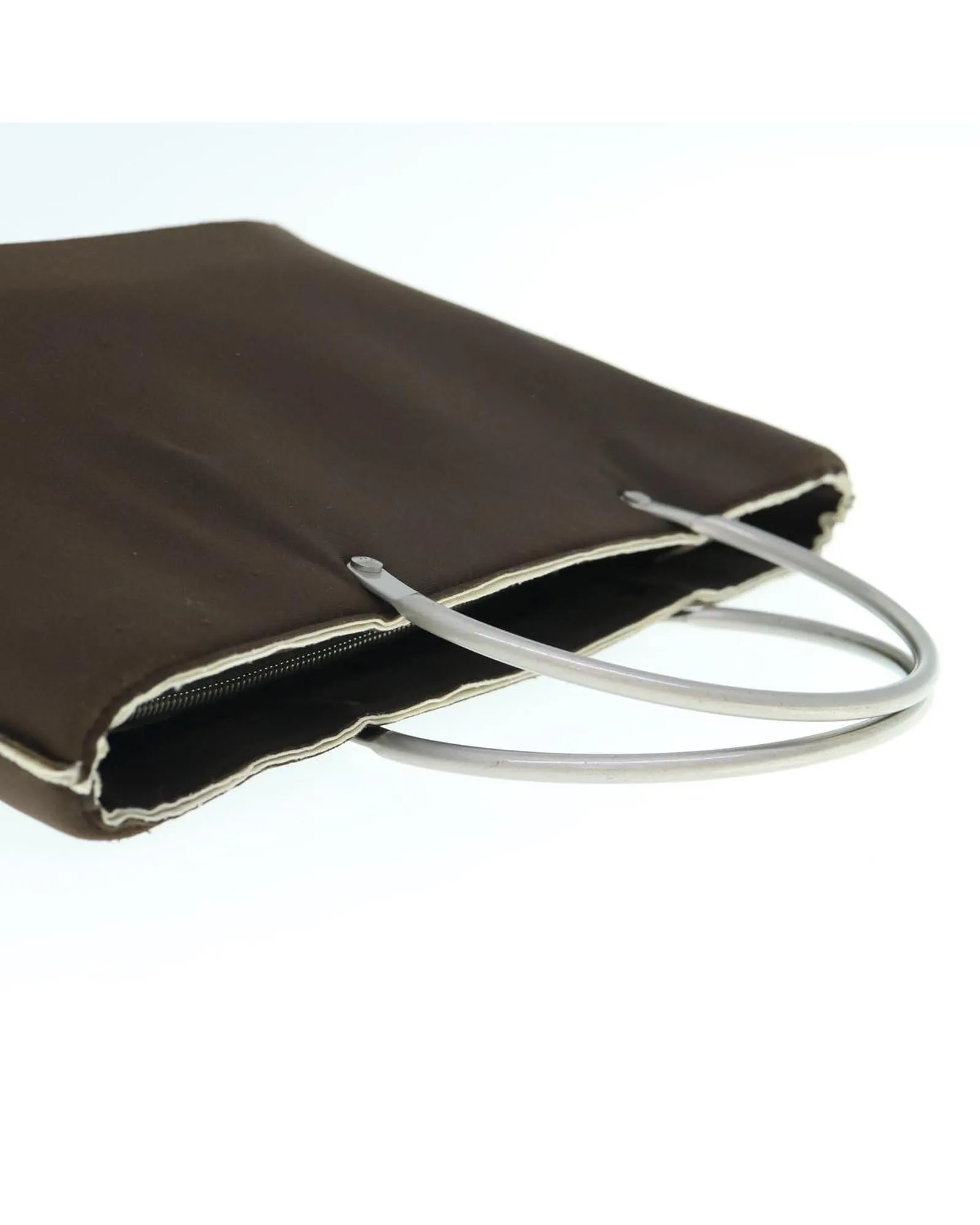 Brown Nylon Hand Bag with CC Logo by French Designer