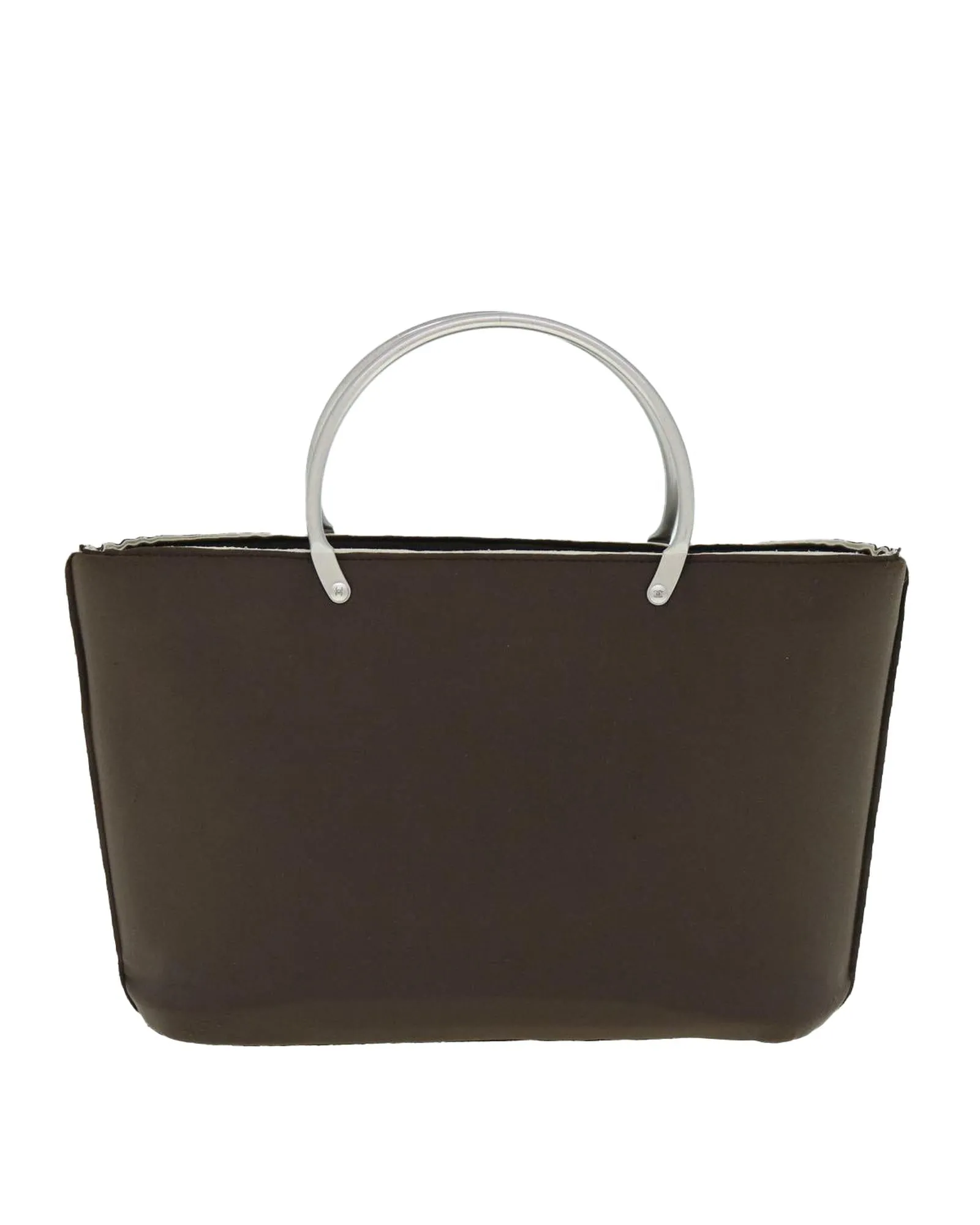 Brown Nylon Hand Bag with CC Logo by French Designer