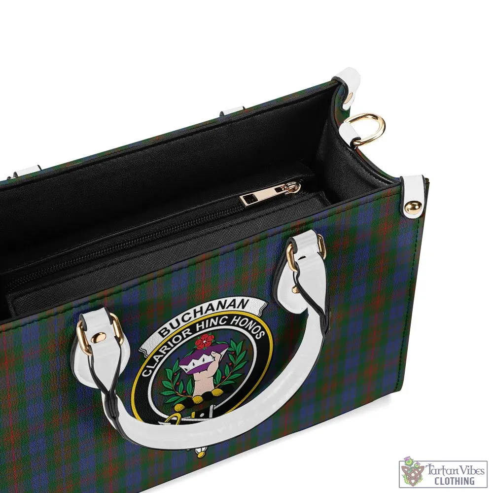 Buchanan Hunting Tartan Luxury Leather Handbags with Family Crest