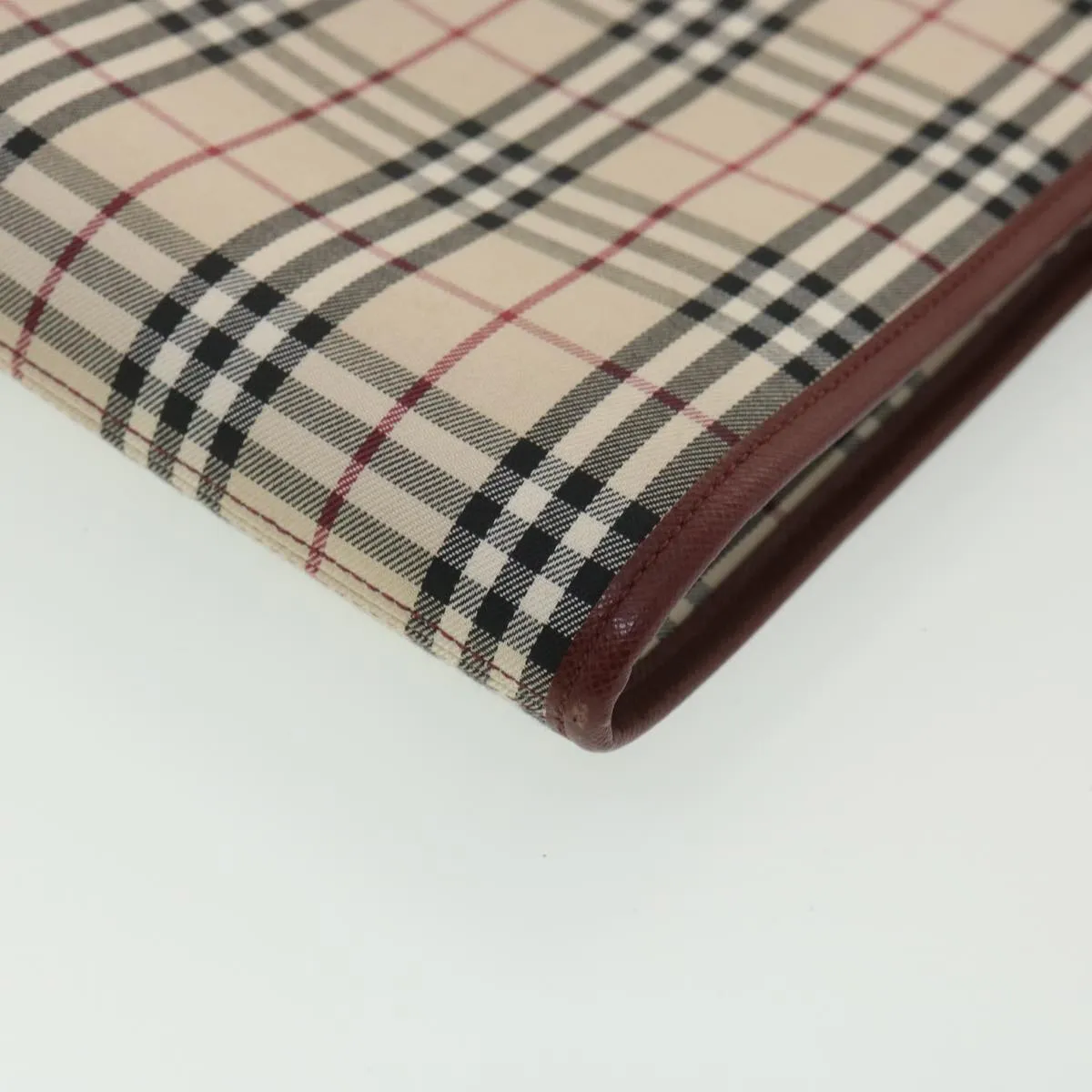 BURBERRY Nova Check Shoulder Bag Canvas Beige Wine Red black Auth yk5688