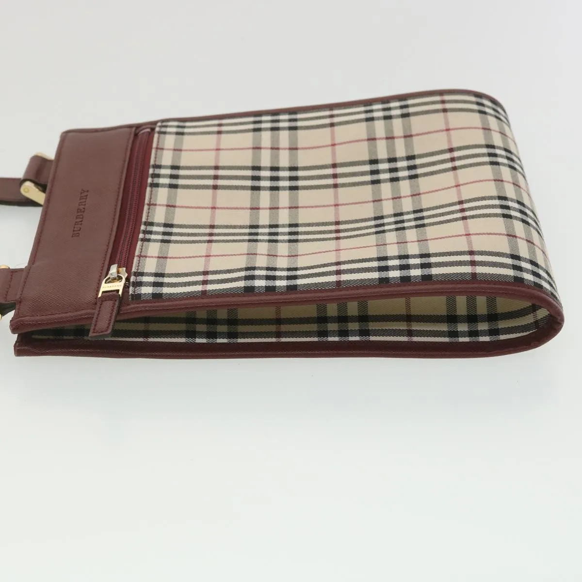 BURBERRY Nova Check Shoulder Bag Canvas Beige Wine Red black Auth yk5688