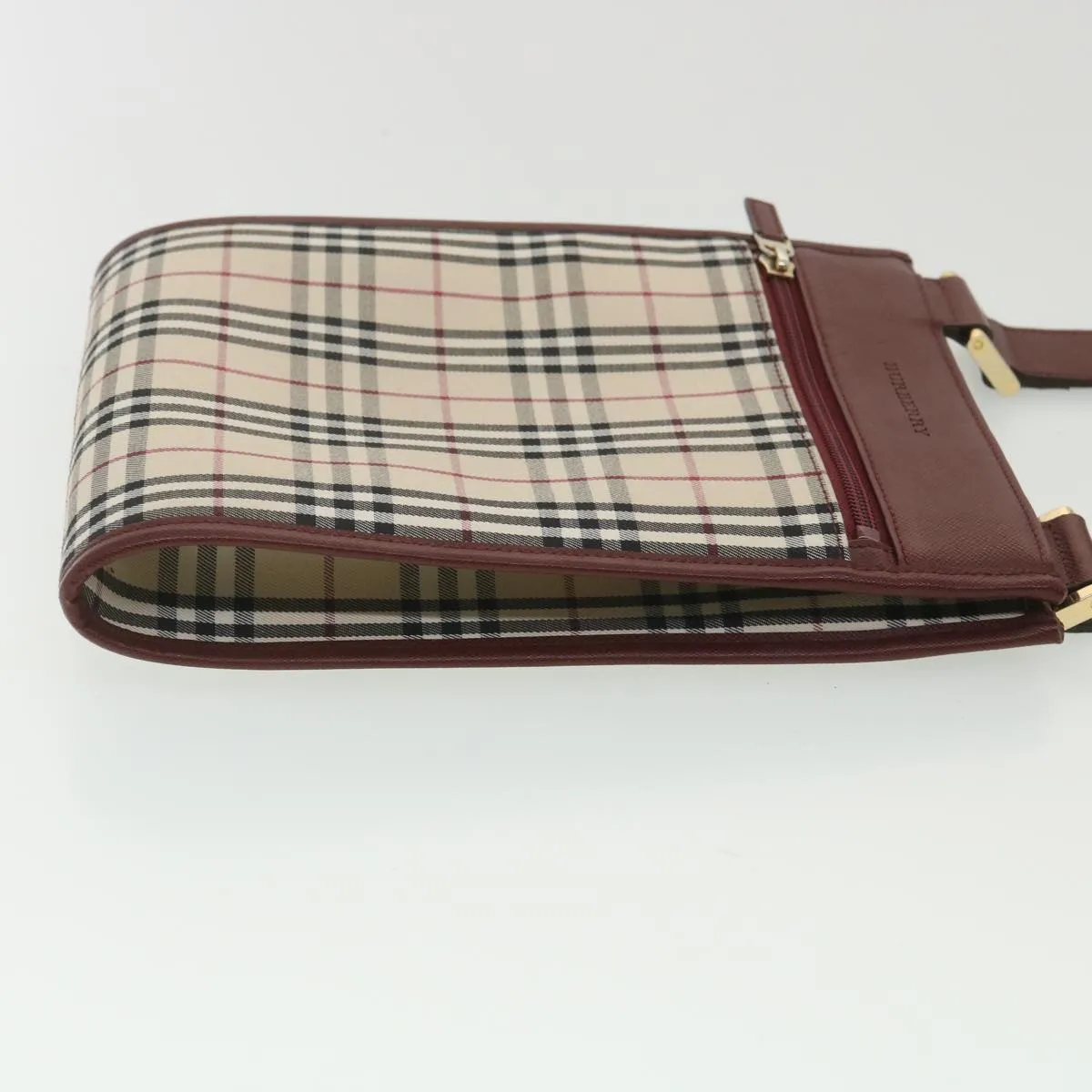 BURBERRY Nova Check Shoulder Bag Canvas Beige Wine Red black Auth yk5688