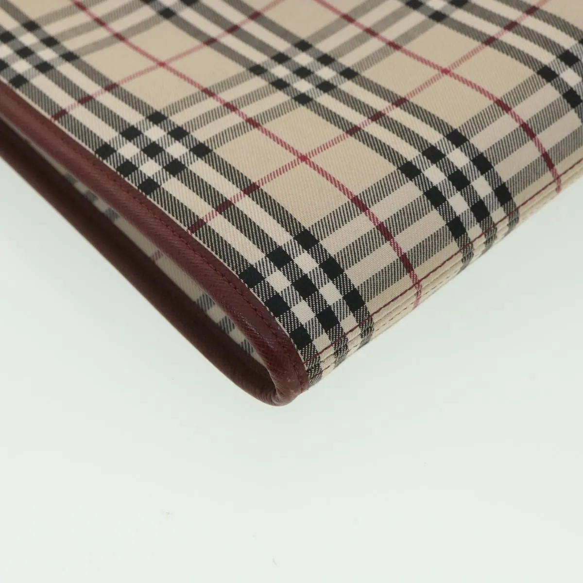 BURBERRY Nova Check Shoulder Bag Canvas Beige Wine Red black Auth yk5688