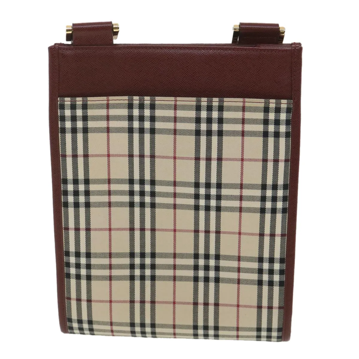 BURBERRY Nova Check Shoulder Bag Canvas Beige Wine Red black Auth yk5688