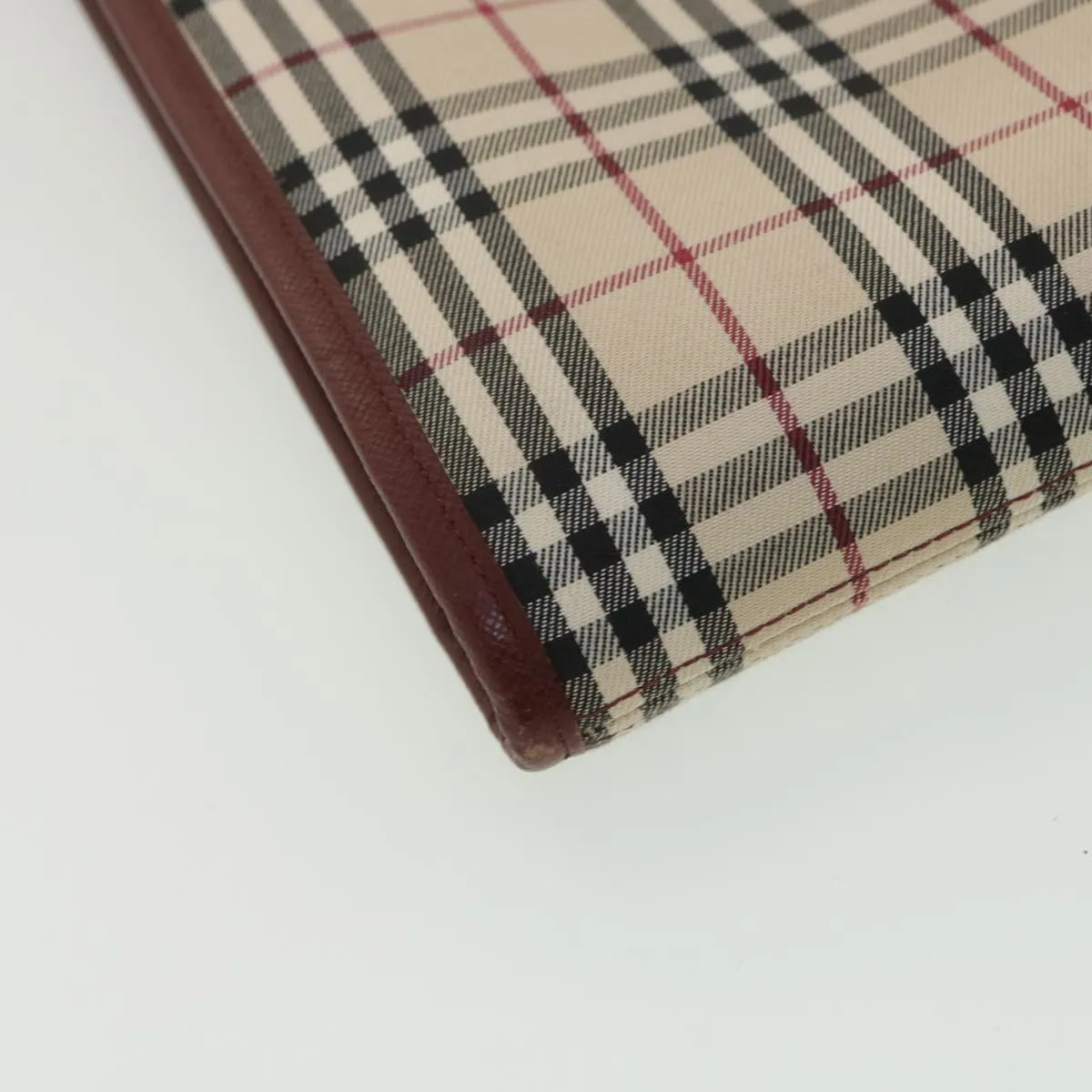 BURBERRY Nova Check Shoulder Bag Canvas Beige Wine Red black Auth yk5688
