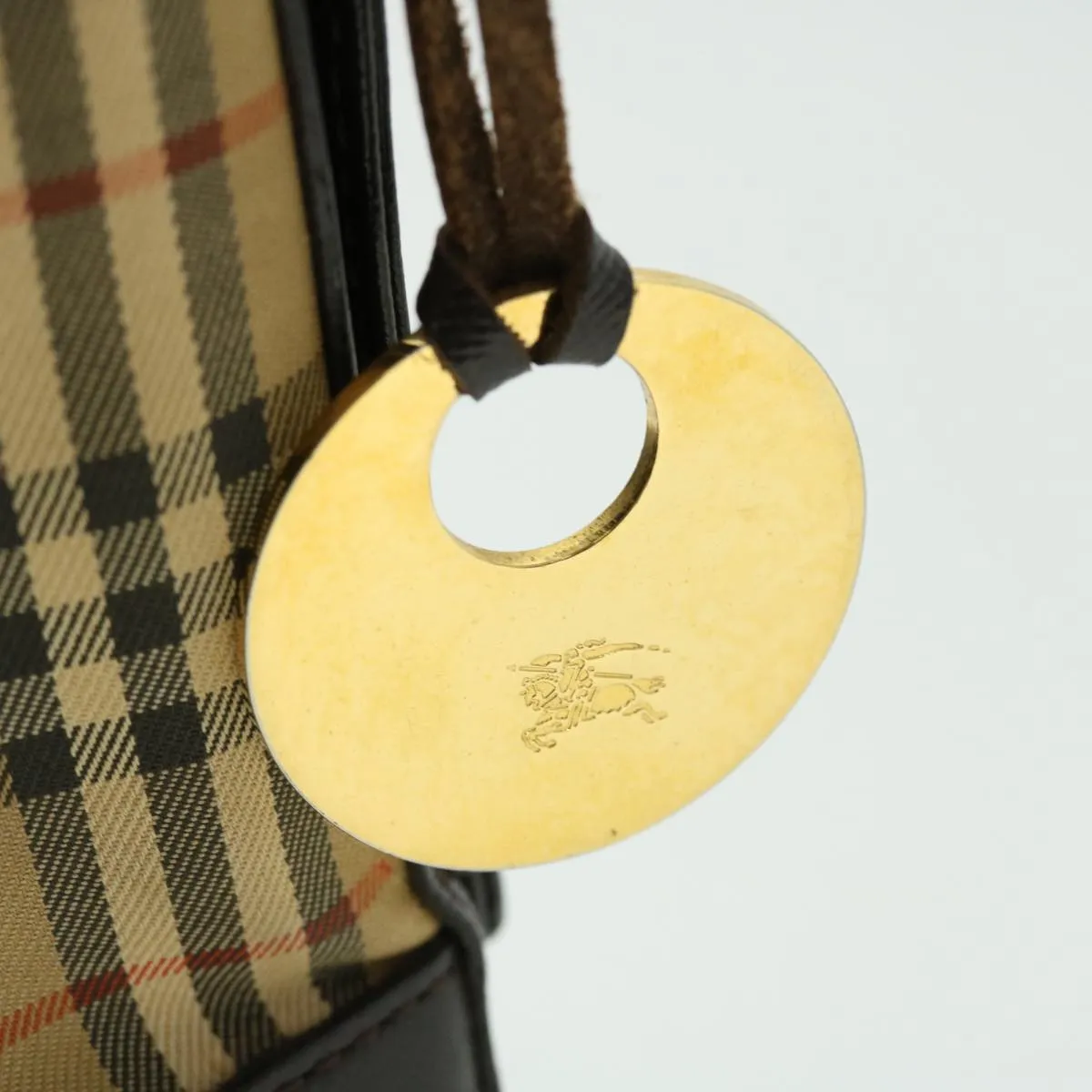 BURBERRY Nova Check Shoulder Bag Canvas Leather Beige Brown Red Auth 51027