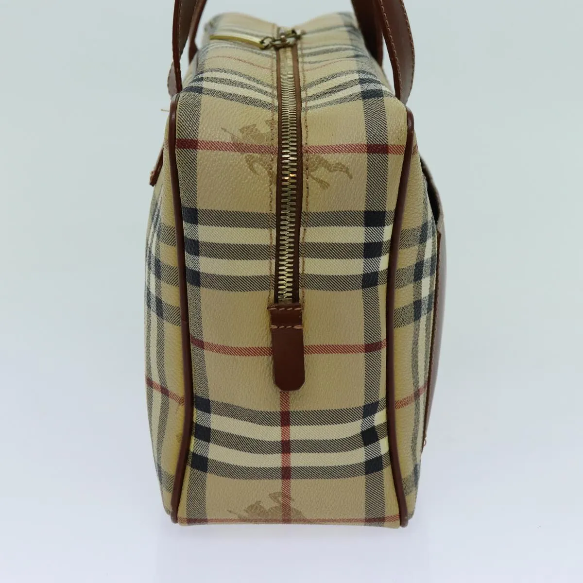BURBERRY Nova Check Shoulder Bag PVC Leather Beige Auth 70347