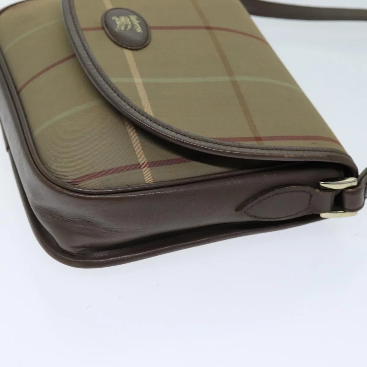 BURBERRYSs Nova Check Shoulder Bag Canvas Beige Auth bs14432