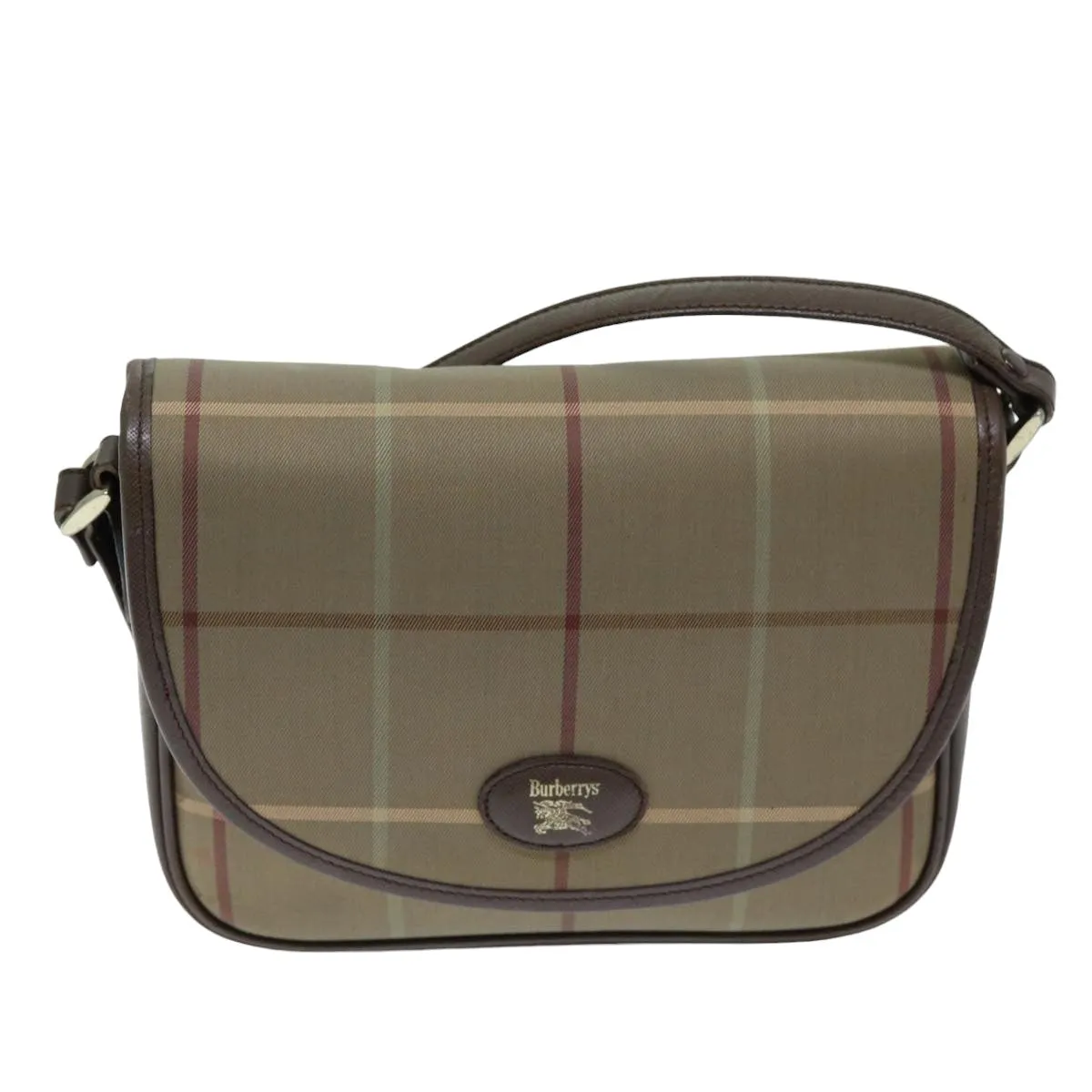 BURBERRYSs Nova Check Shoulder Bag Canvas Beige Auth bs14432