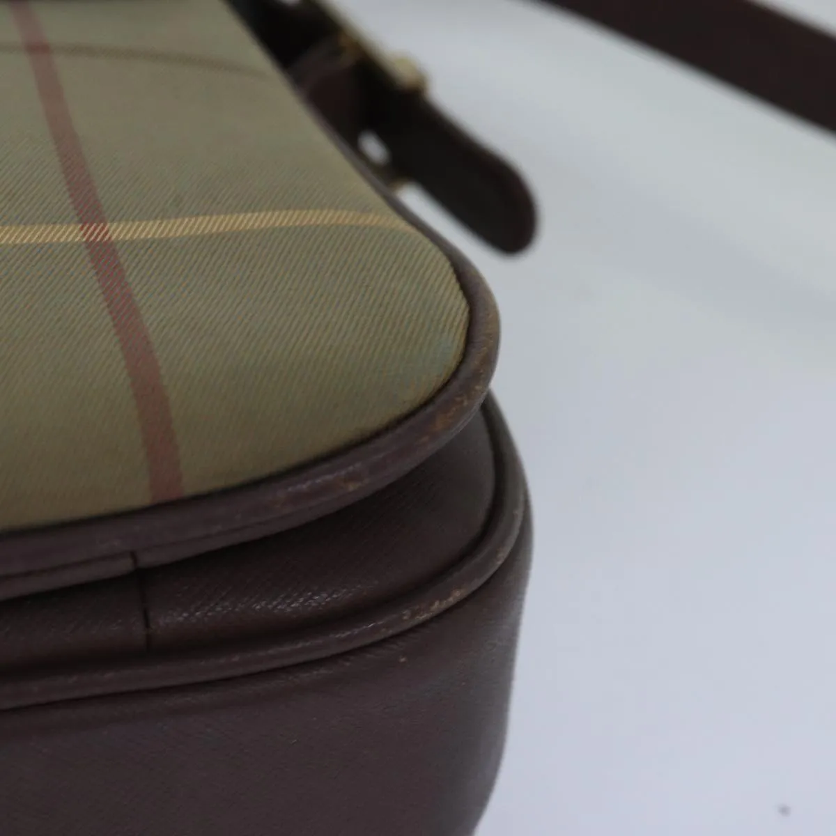 BURBERRYSs Nova Check Shoulder Bag Canvas Beige Auth bs14715