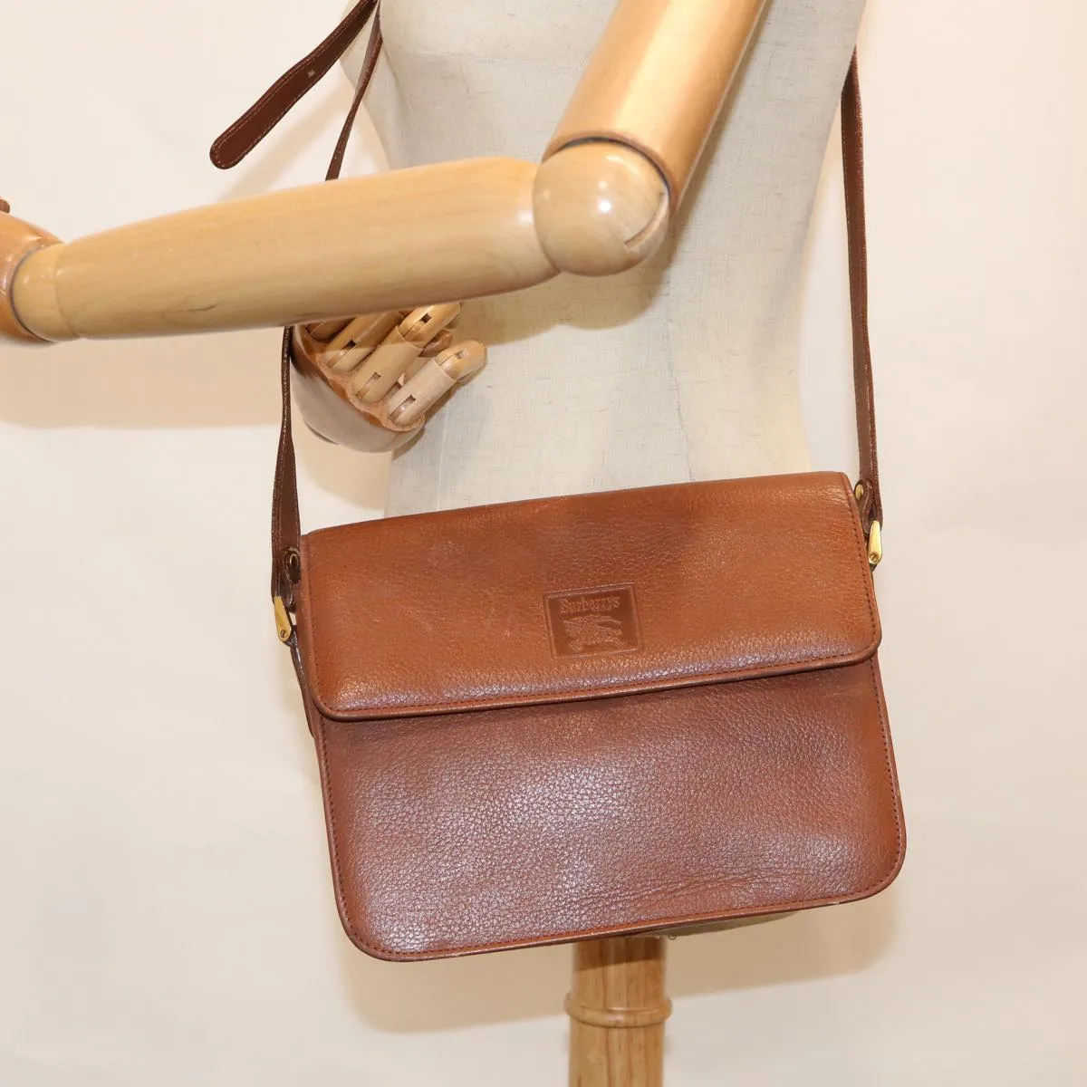 BURBERRYSs Shoulder Bag Leather Brown Auth bs11137