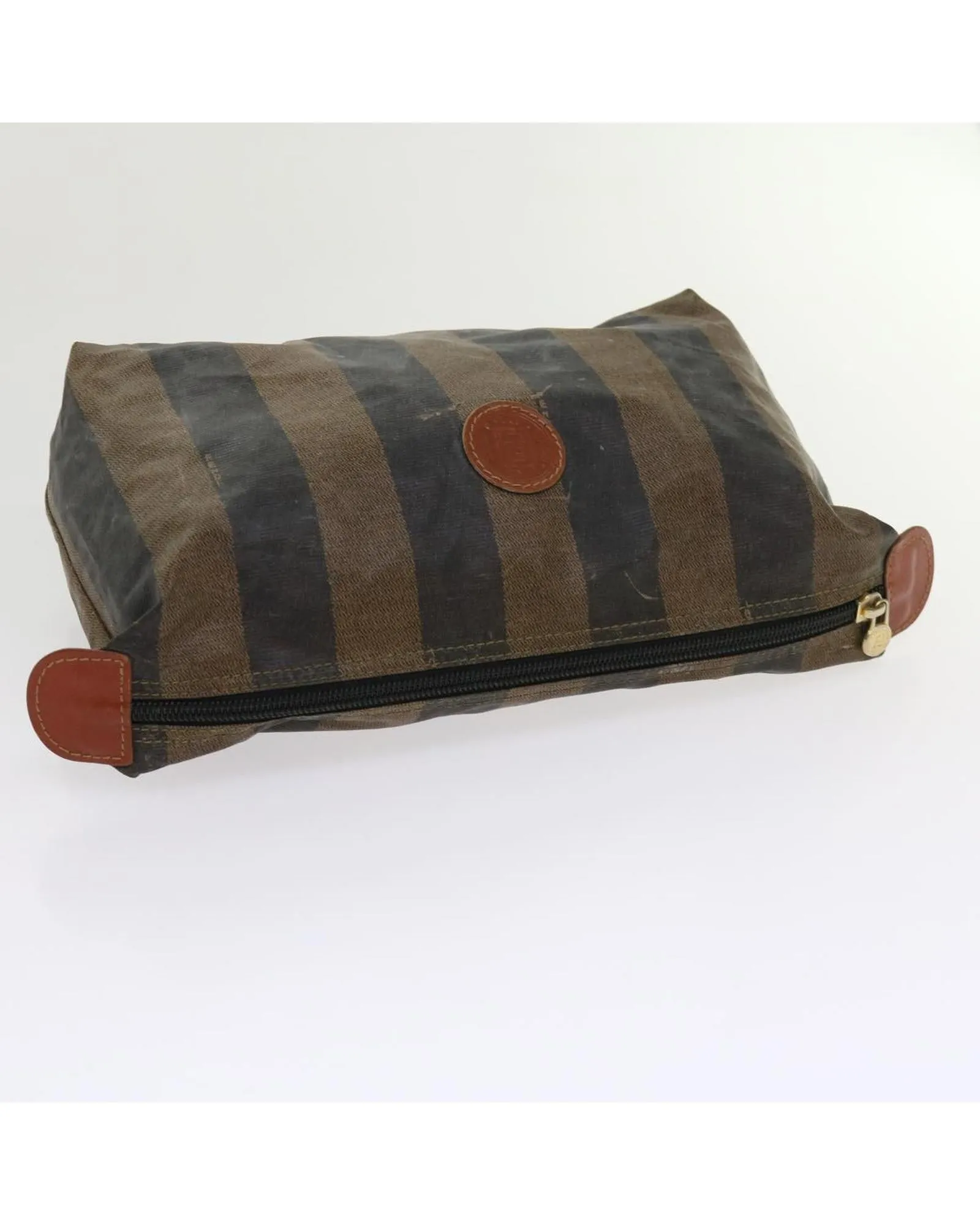 Canvas Pouch Hand Bag Set with Brown Pequin Design