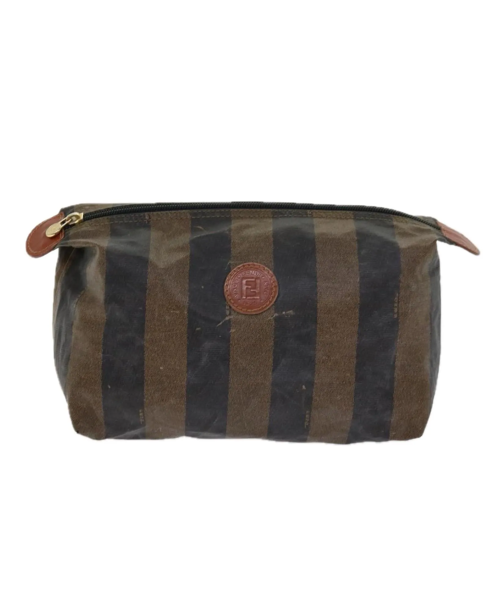 Canvas Pouch Hand Bag Set with Brown Pequin Design