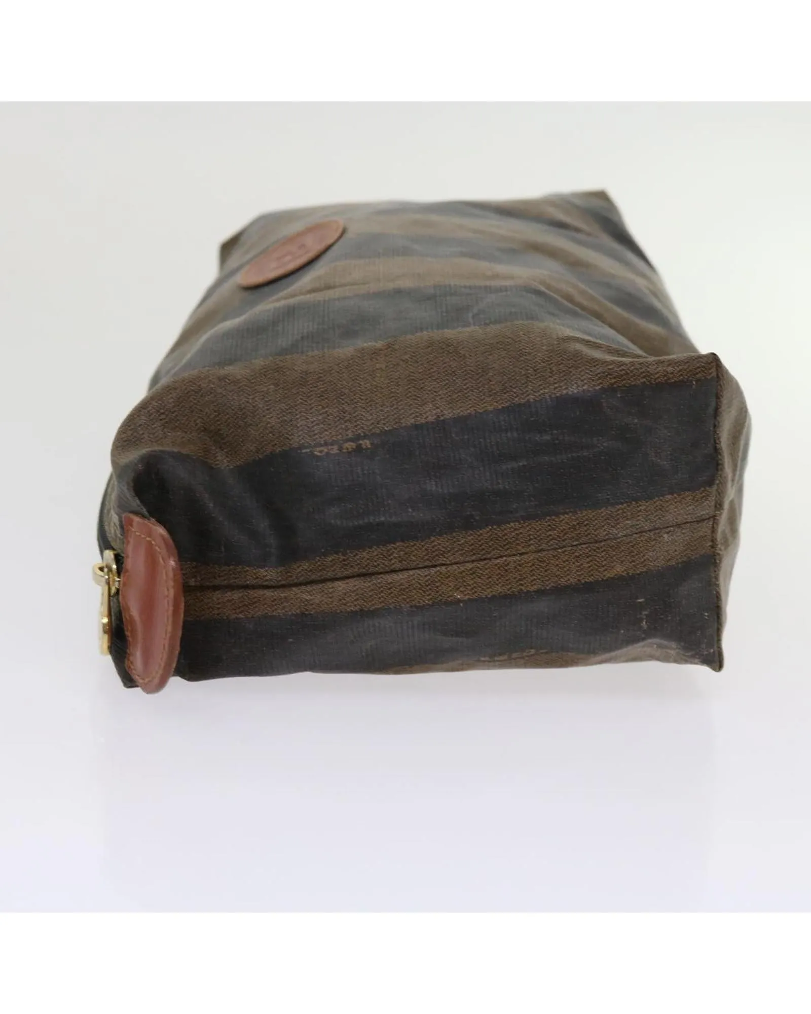 Canvas Pouch Hand Bag Set with Brown Pequin Design