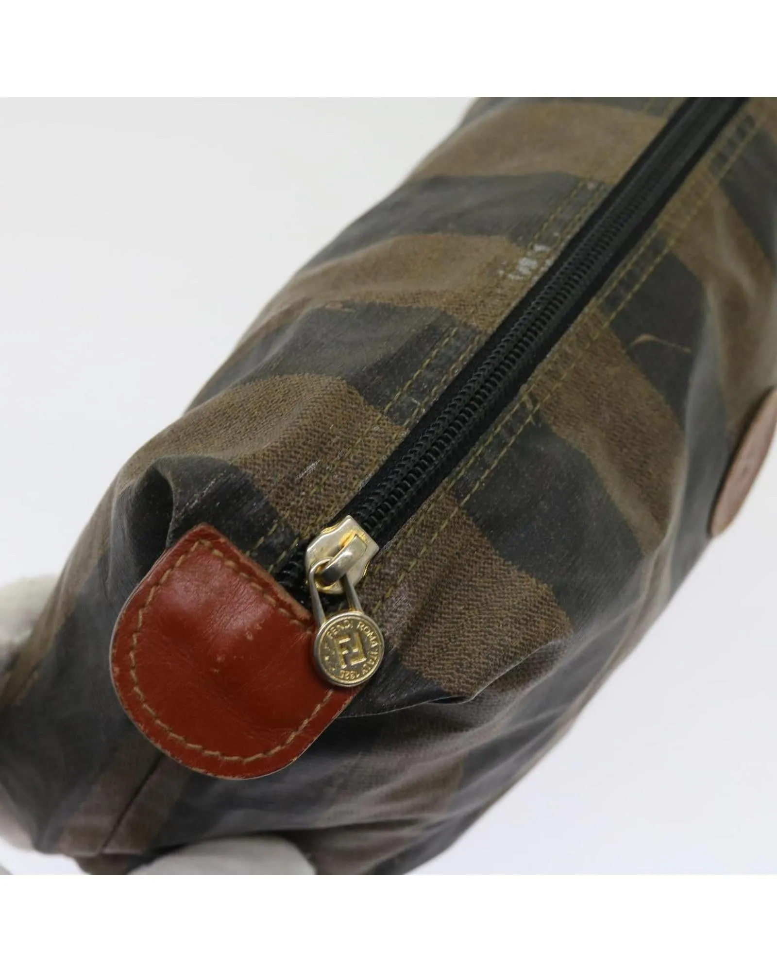 Canvas Pouch Hand Bag Set with Brown Pequin Design