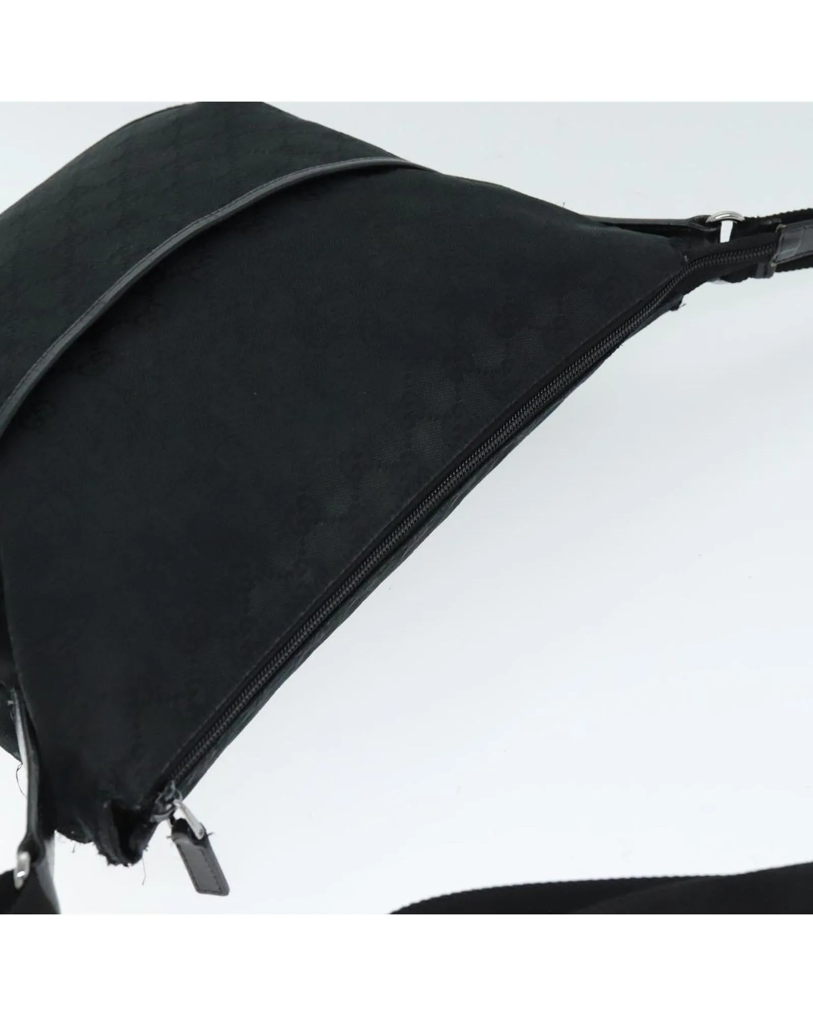 Canvas Shoulder Bag with Adjustable Strap - Black