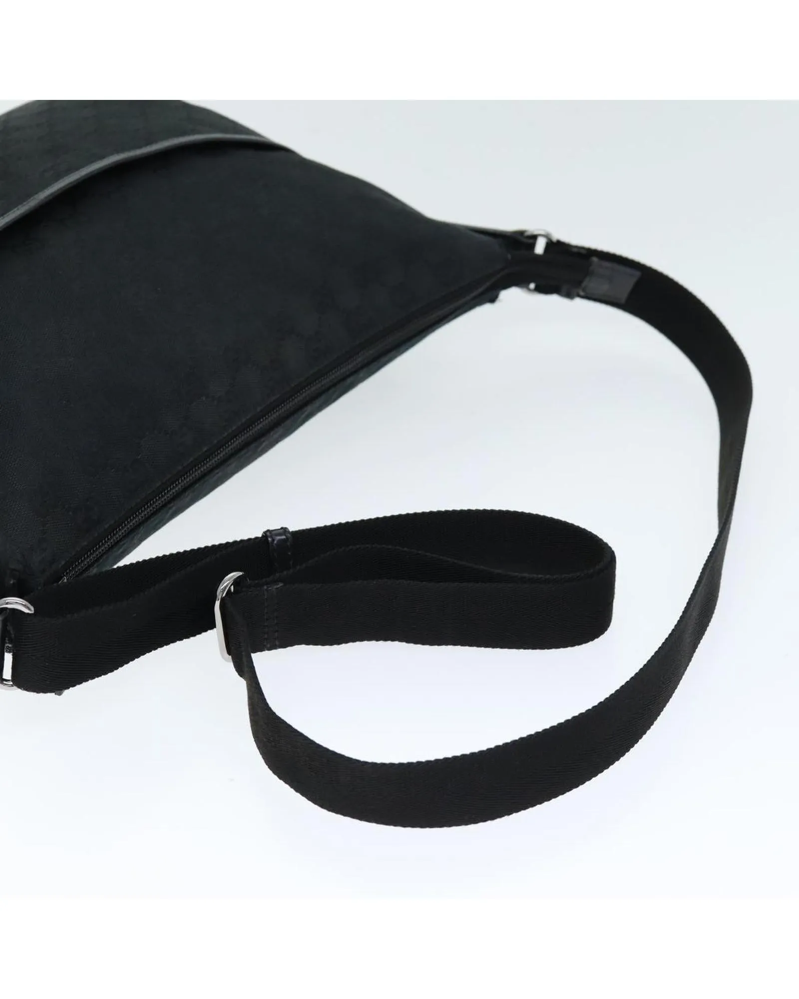 Canvas Shoulder Bag with Adjustable Strap - Black