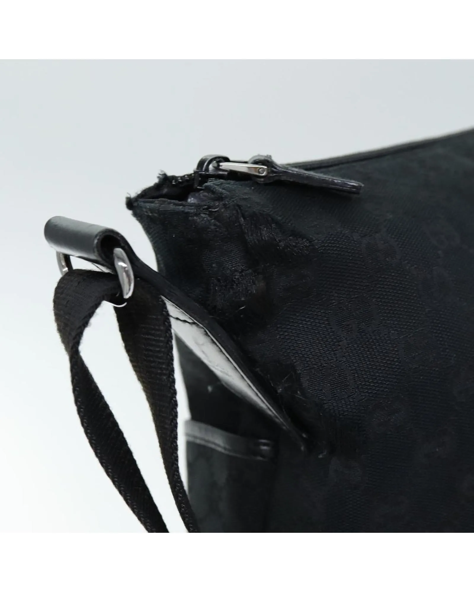 Canvas Shoulder Bag with Adjustable Strap - Black