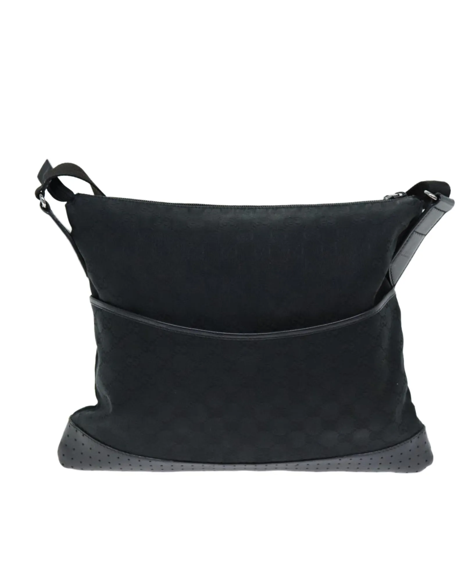 Canvas Shoulder Bag with Adjustable Strap - Black