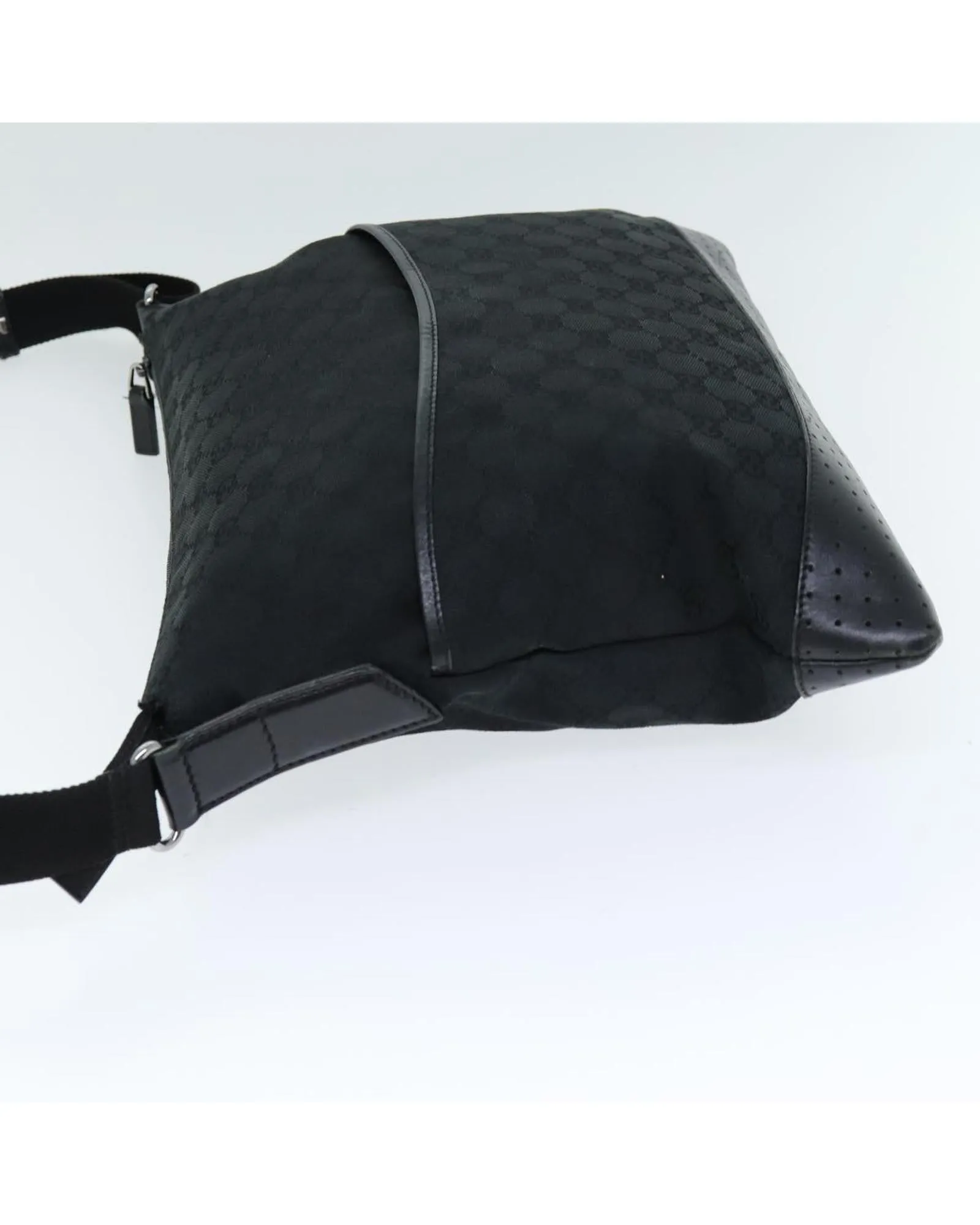 Canvas Shoulder Bag with Adjustable Strap - Black