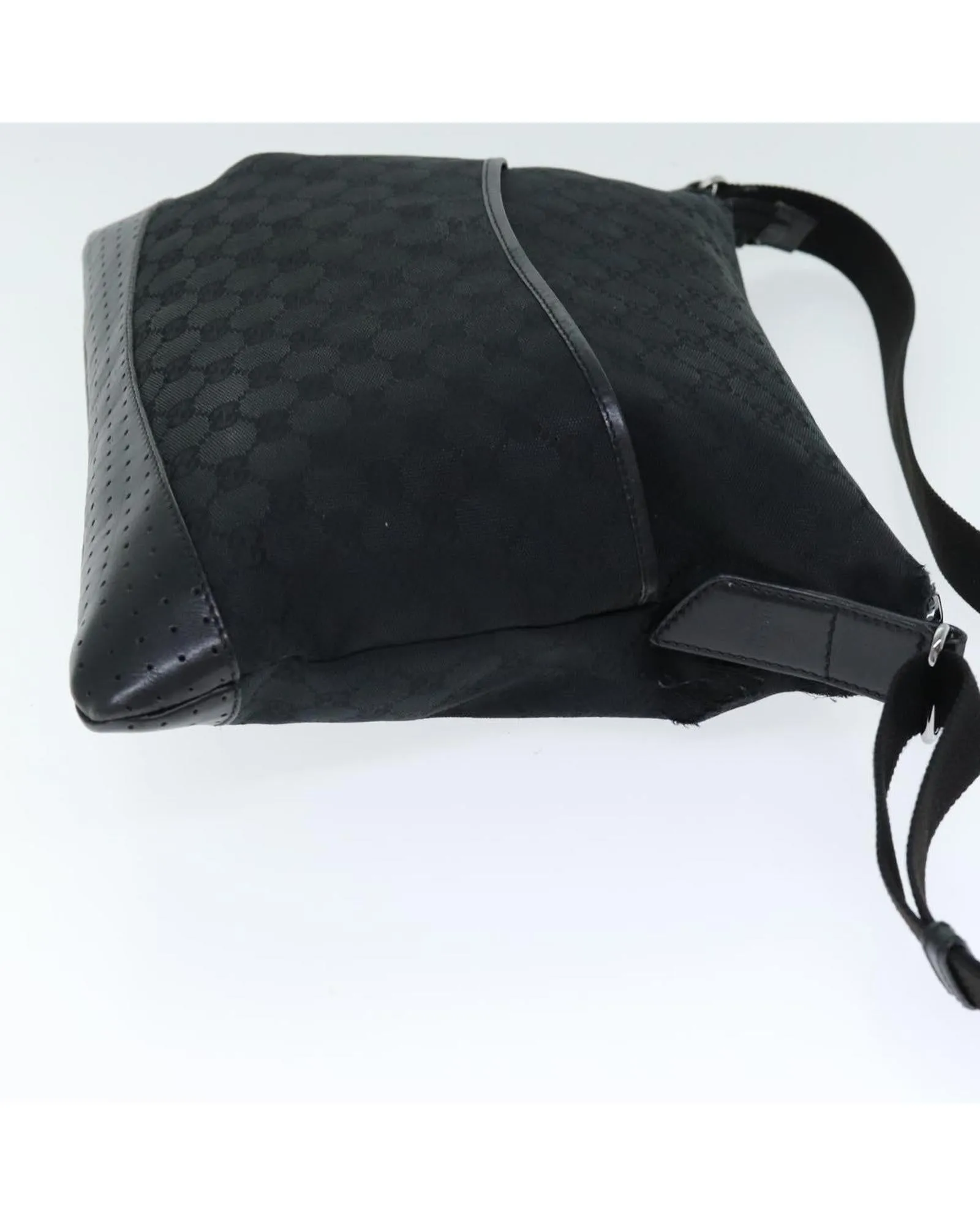 Canvas Shoulder Bag with Adjustable Strap - Black