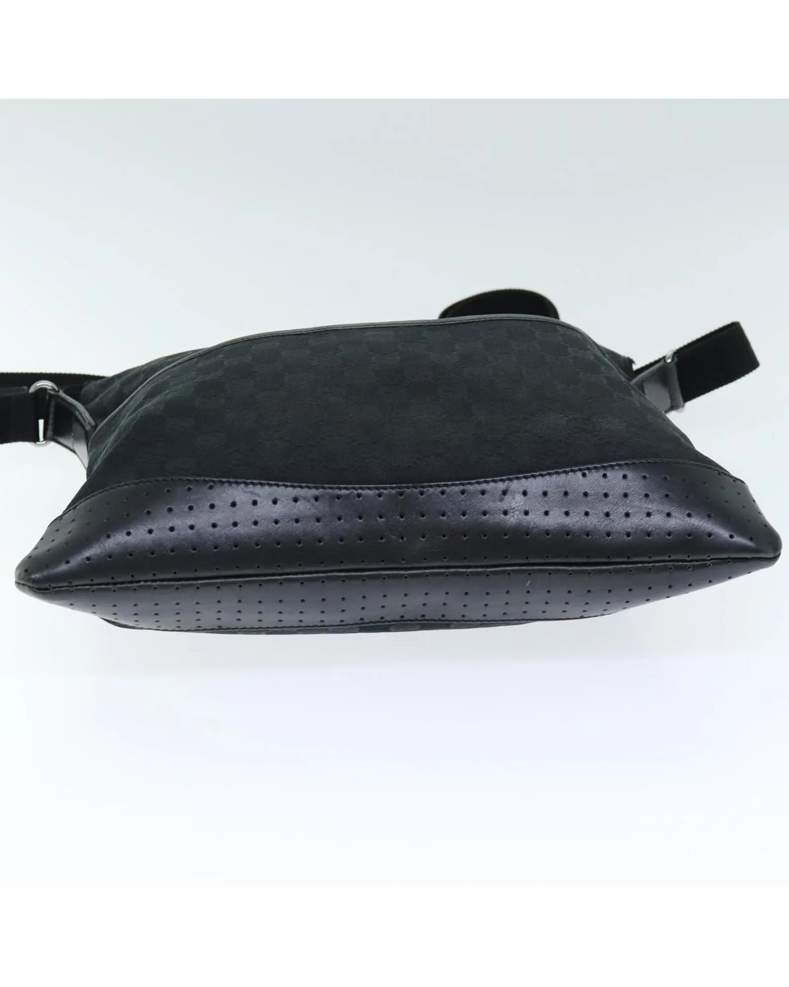 Canvas Shoulder Bag with Adjustable Strap - Black