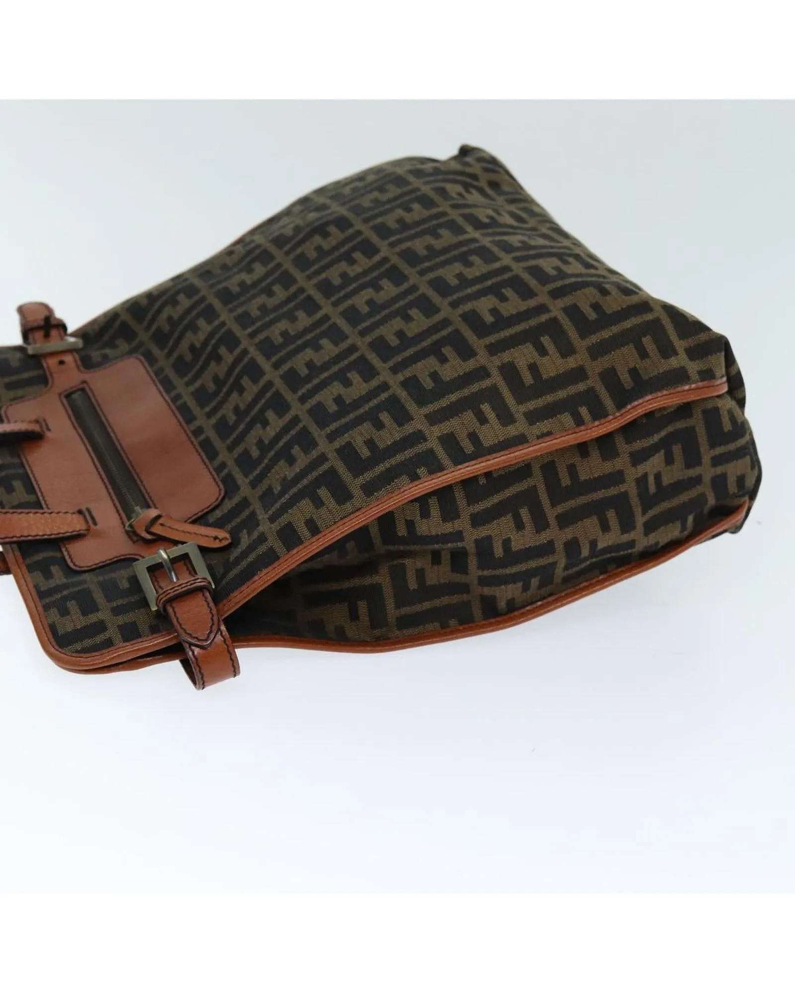 Canvas Tote Bag with Zucca Print and Accessories - Brown/Black