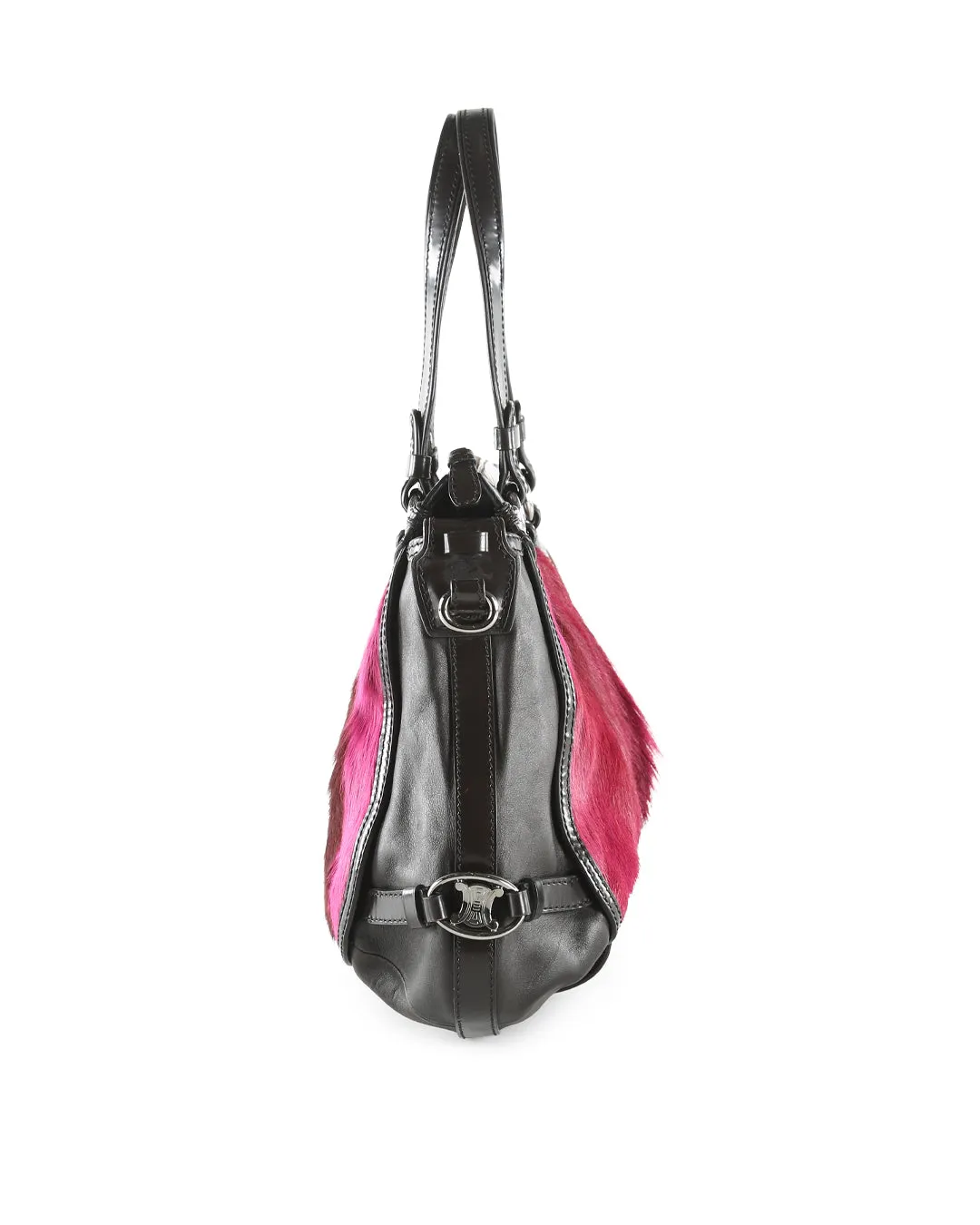 Celine Brown/Majenta Leather & Pony Hair Shoulder Bag