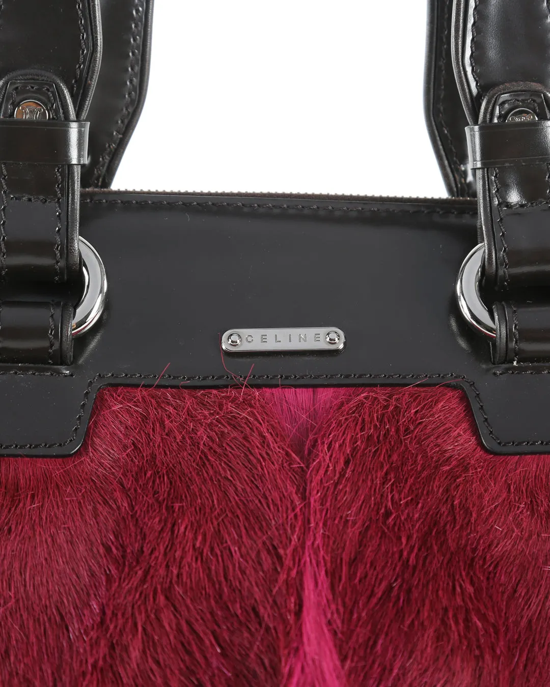 Celine Brown/Majenta Leather & Pony Hair Shoulder Bag
