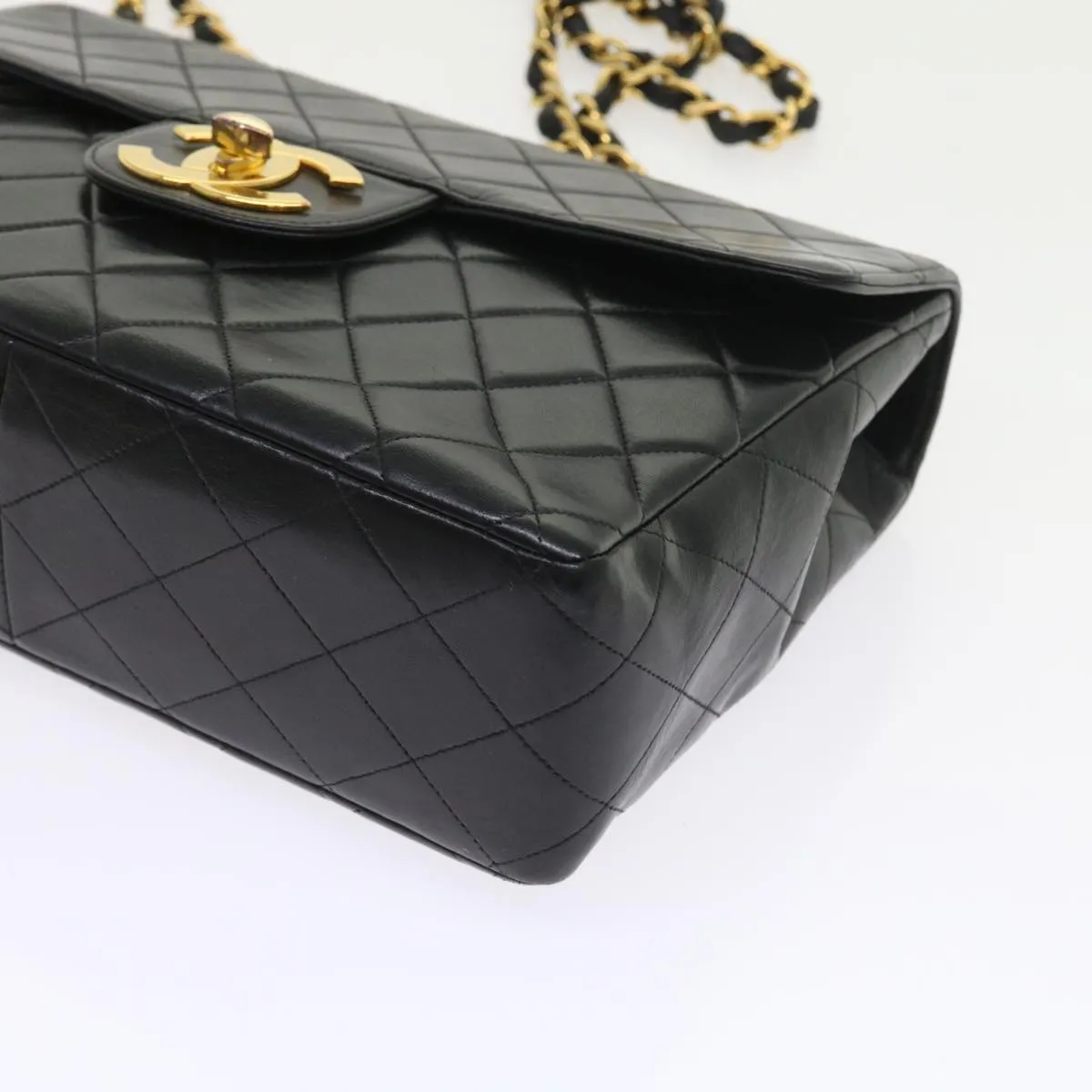 CHANEL Big Matelasse Chain Shoulder Bag Leather Black Cc Auth Fm2835