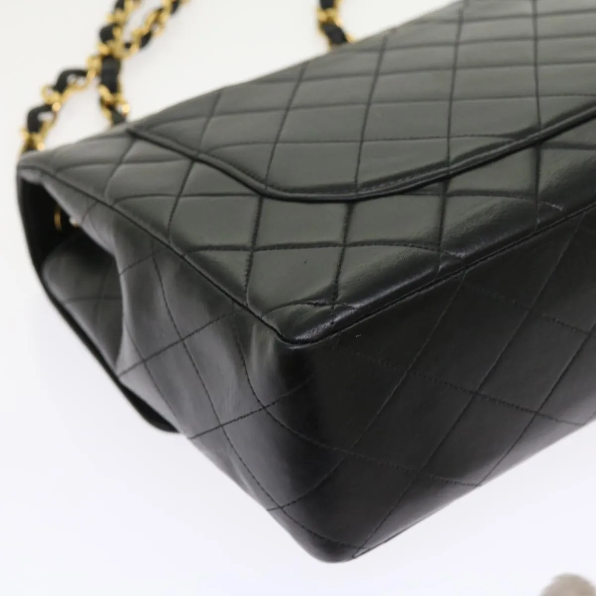 CHANEL Big Matelasse Chain Shoulder Bag Leather Black Cc Auth Fm2835