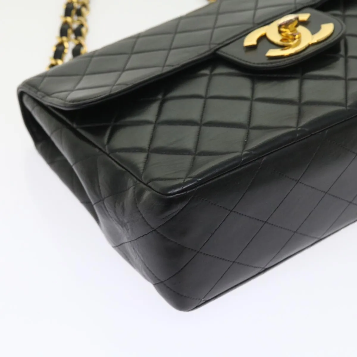 CHANEL Big Matelasse Chain Shoulder Bag Leather Black Cc Auth Fm2835