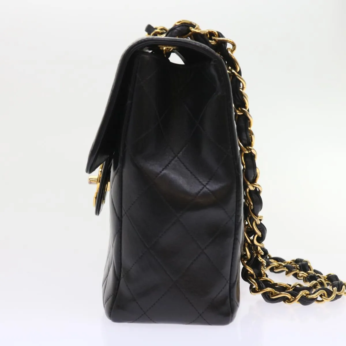 CHANEL Big Matelasse Chain Shoulder Bag Leather Black Cc Auth Fm2835