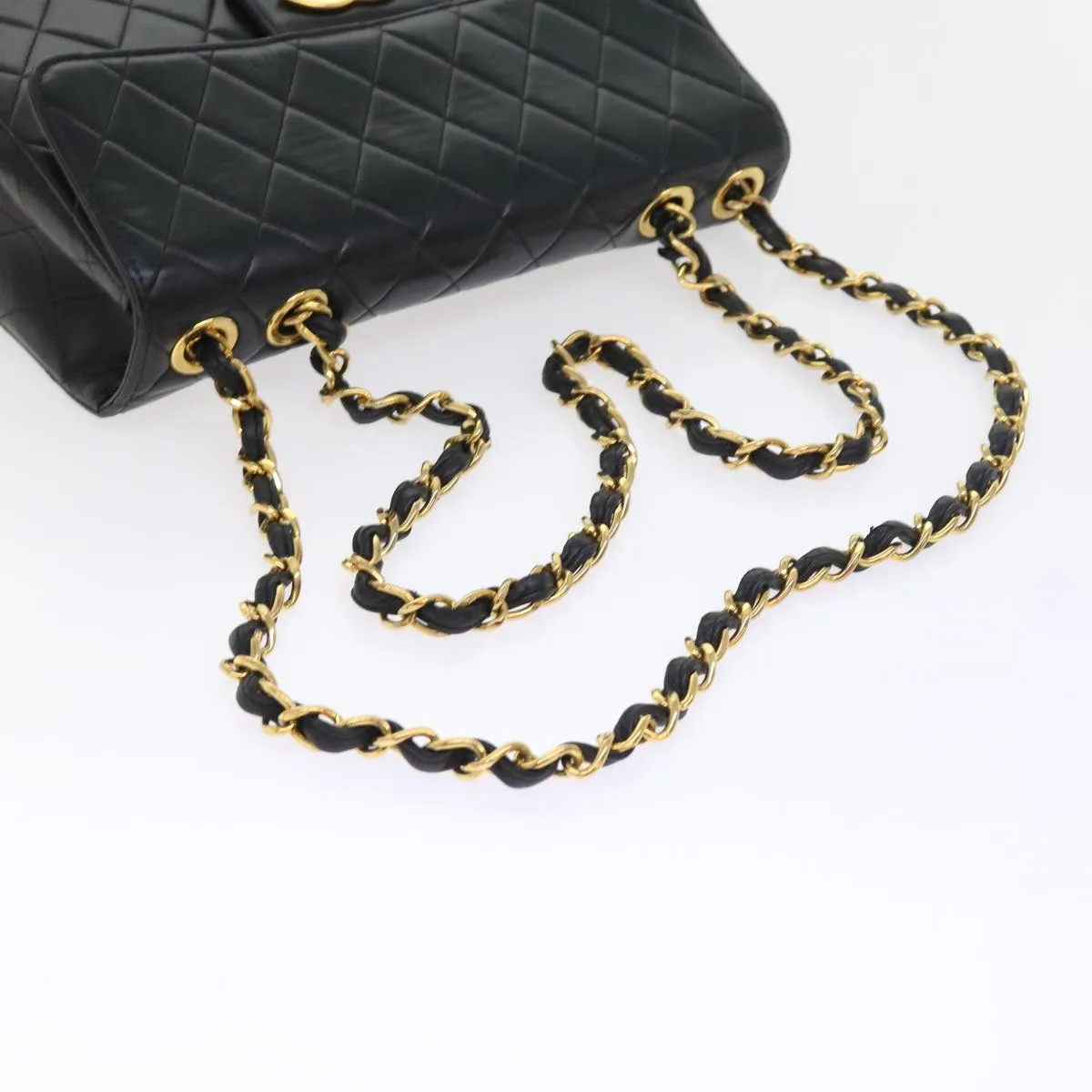CHANEL Big Matelasse Chain Shoulder Bag Leather Black Cc Auth Fm2835