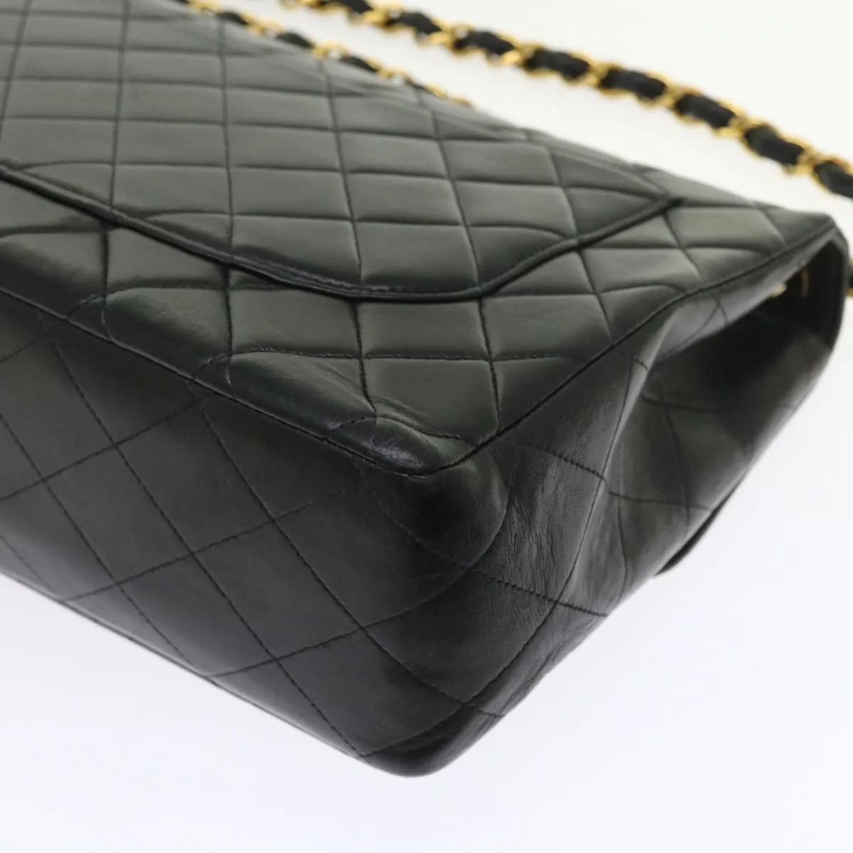 CHANEL Big Matelasse Chain Shoulder Bag Leather Black Cc Auth Fm2835