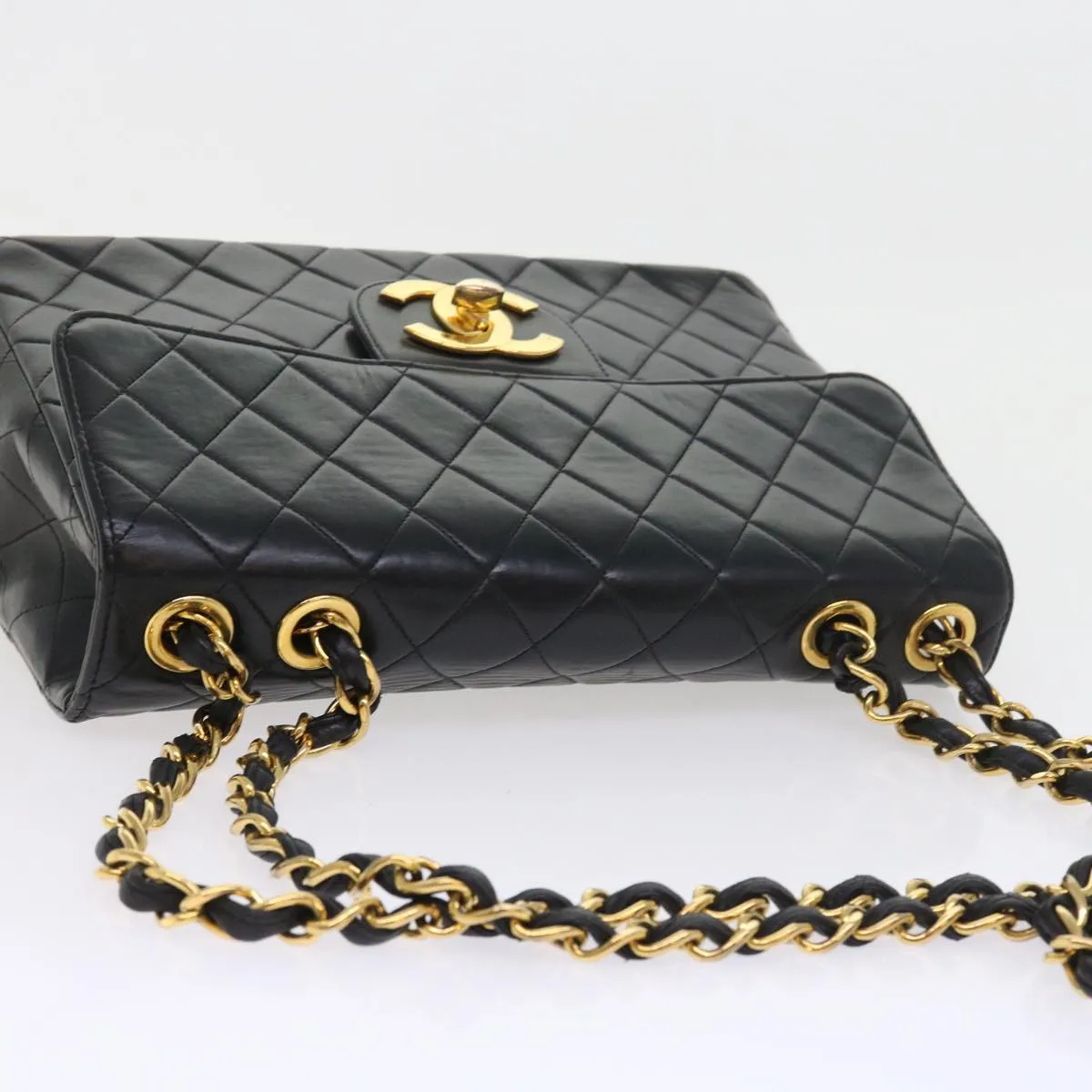 CHANEL Big Matelasse Chain Shoulder Bag Leather Black Cc Auth Fm2835