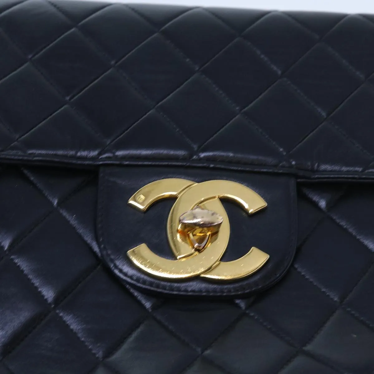 CHANEL Big Matelasse Chain Shoulder Bag Leather Black Cc Auth Fm2835