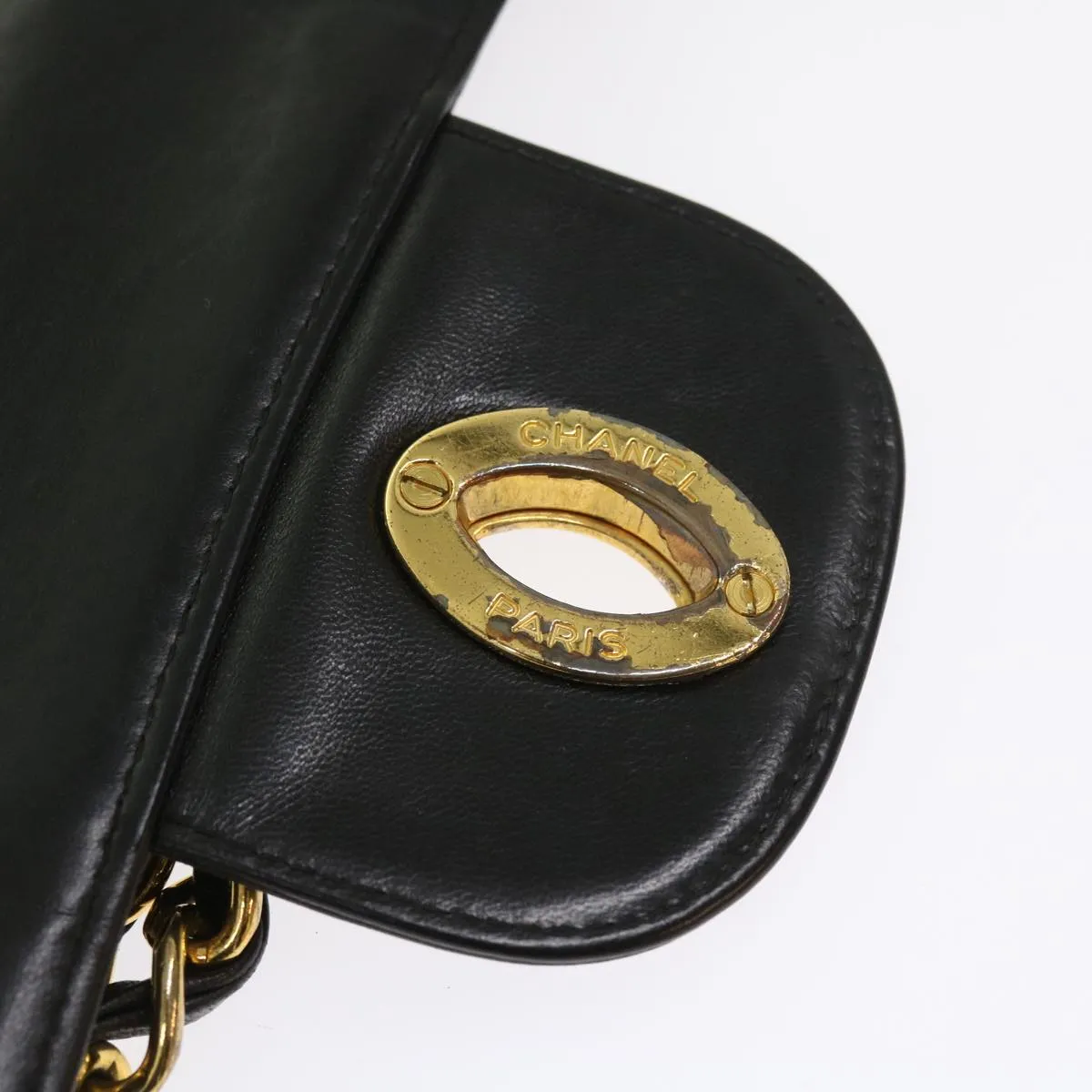 CHANEL Big Matelasse Chain Shoulder Bag Leather Black Cc Auth Fm2835