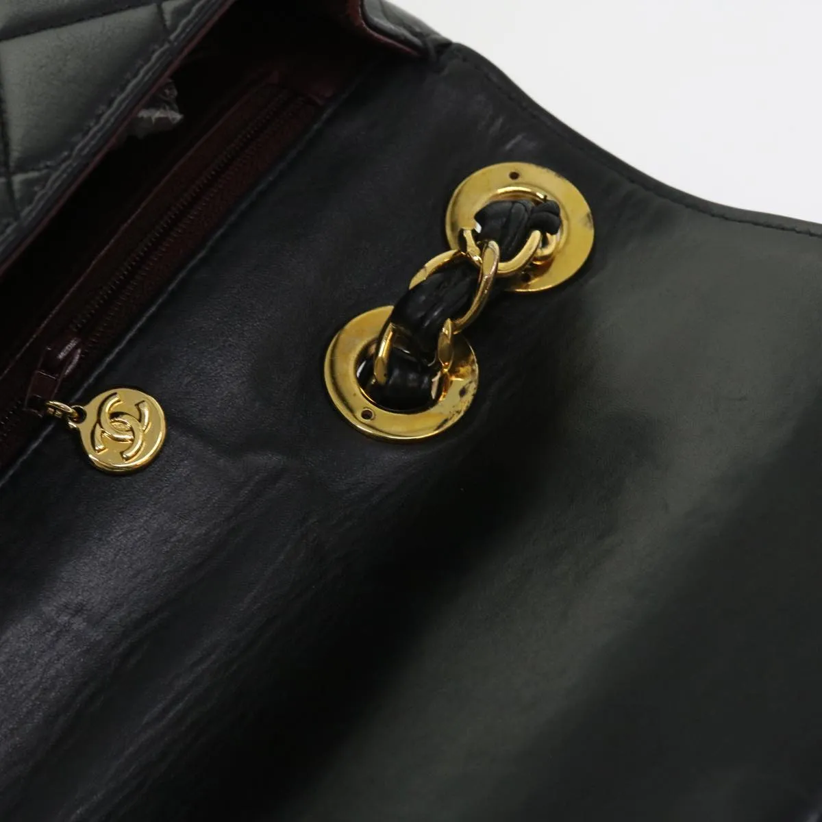 CHANEL Big Matelasse Chain Shoulder Bag Leather Black Cc Auth Fm2835